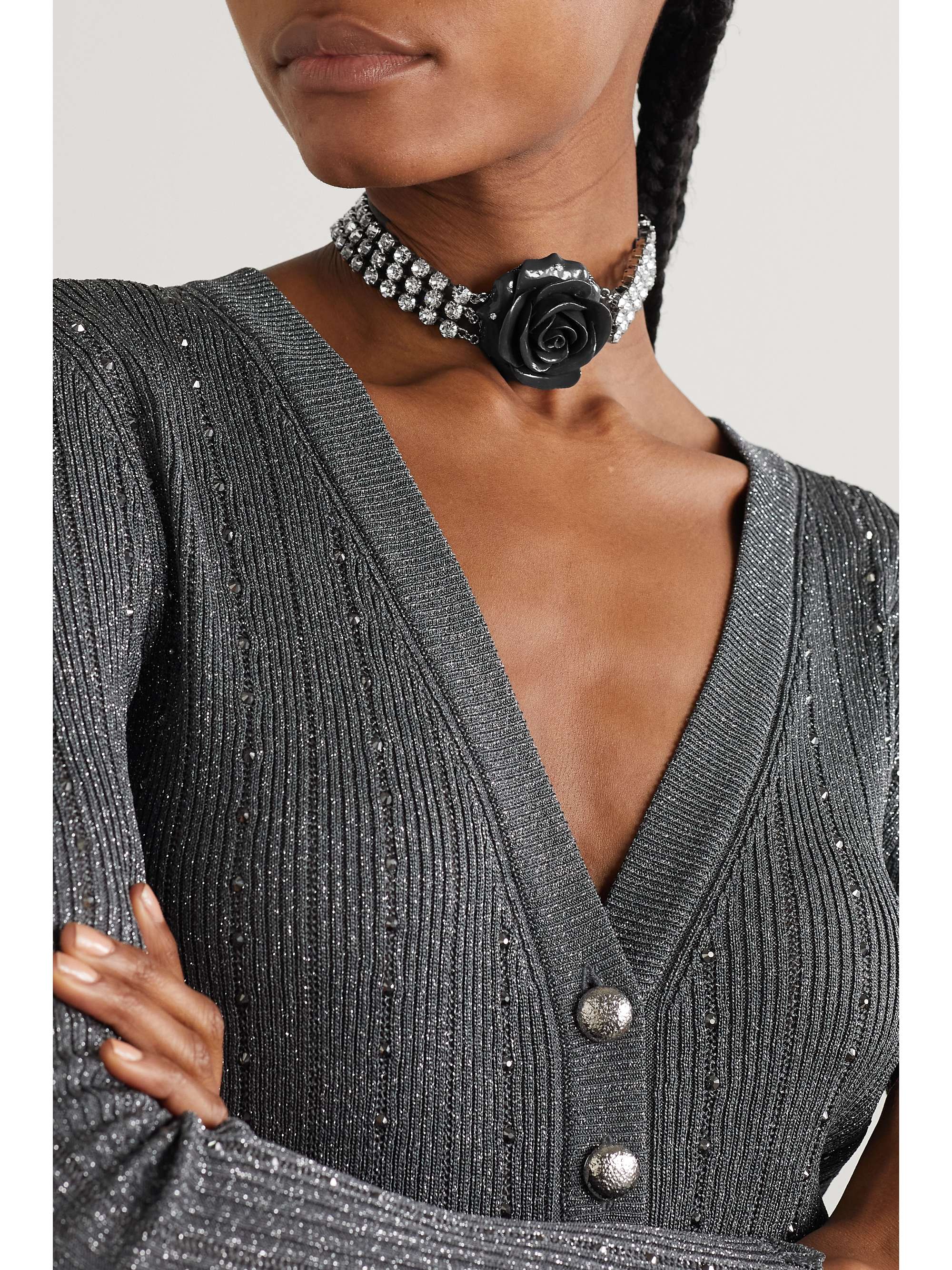 ALESSANDRA RICH Silver-tone crystal choker