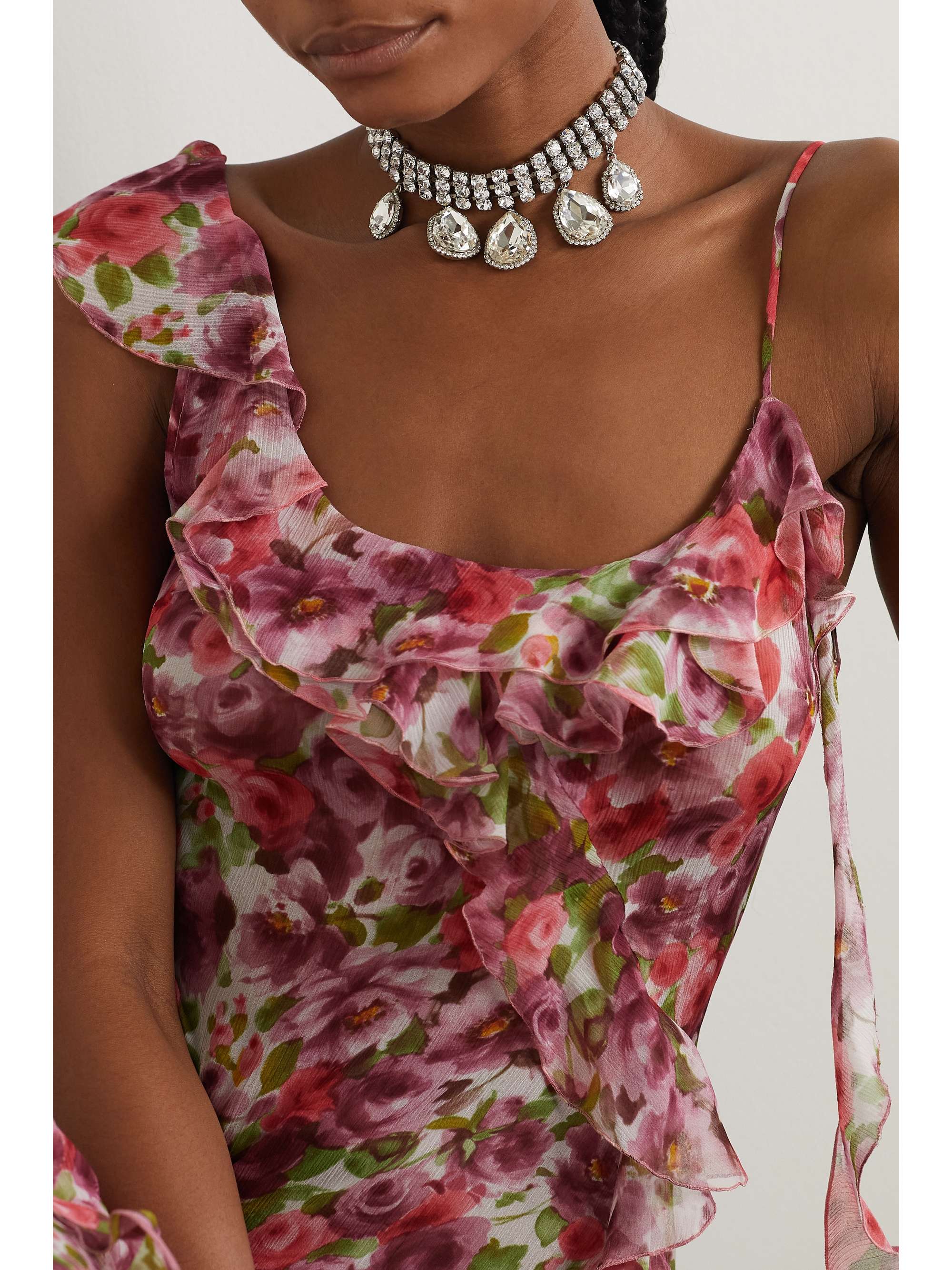 ALESSANDRA RICH Silver-tone crystal choker