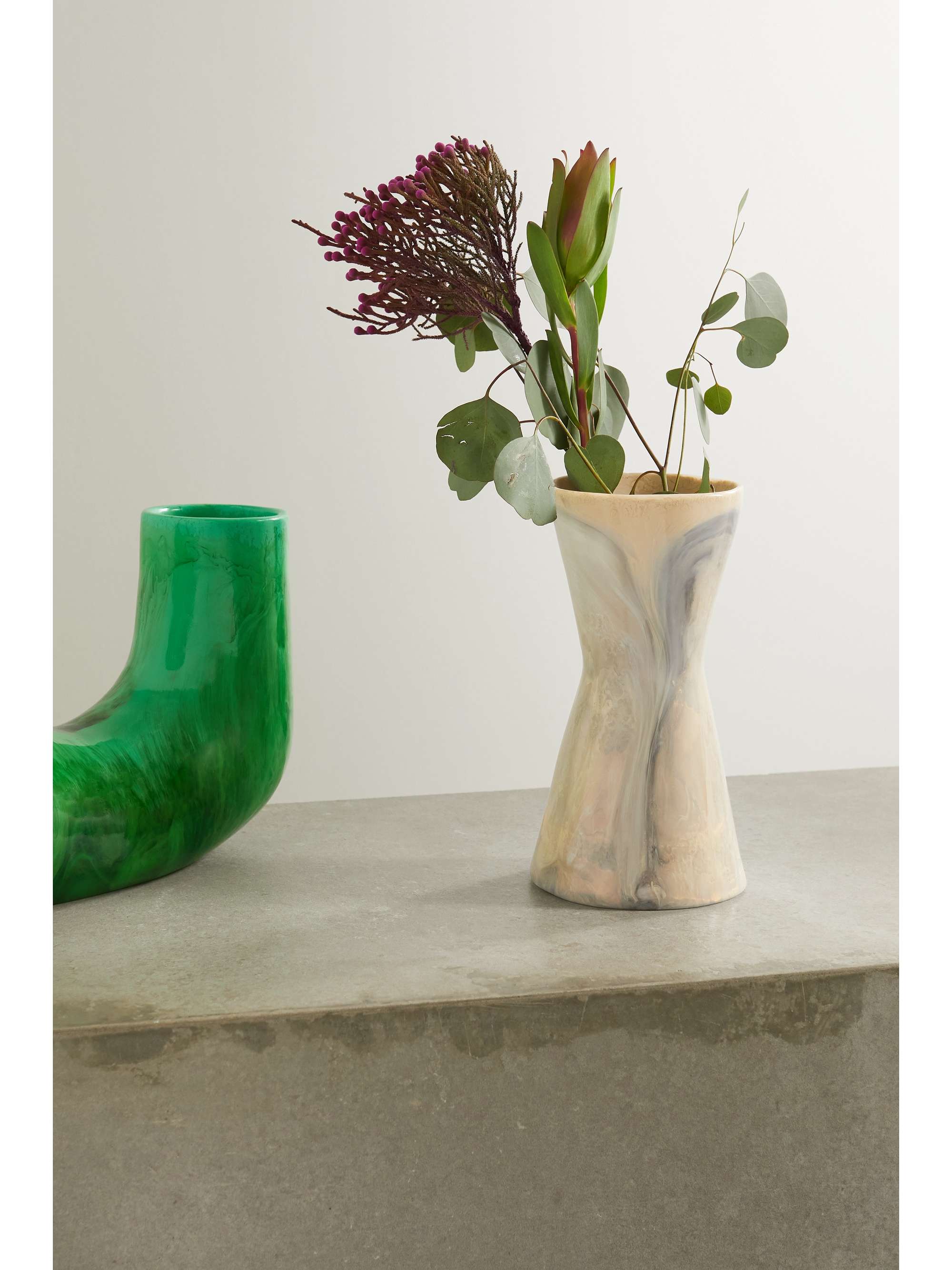 DINOSAUR DESIGNS Bow tall marbled resin vase NETAPORTER