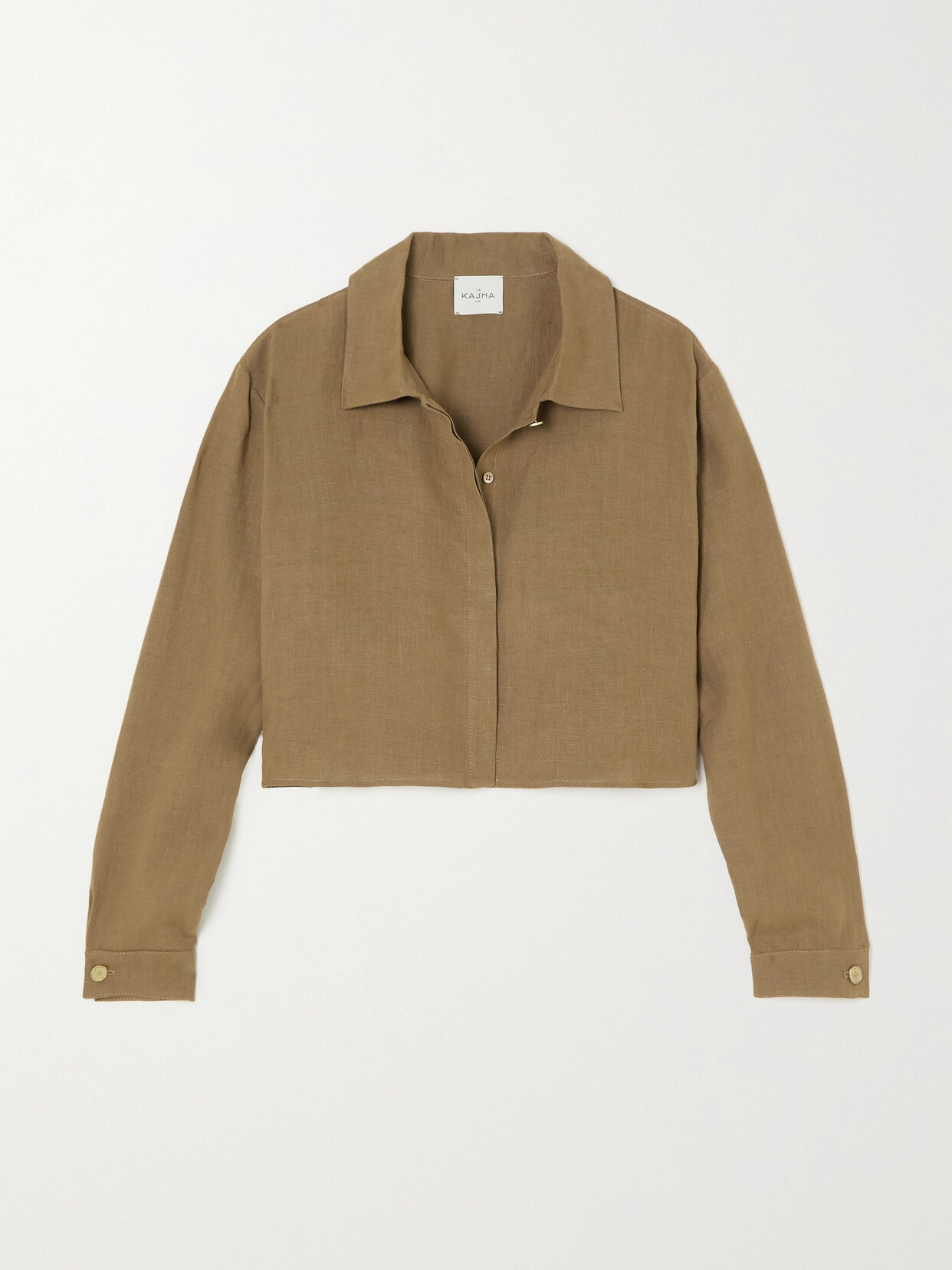 Le Kasha + Net Sustain Wasta Cropped Organic Linen Shirt - Green