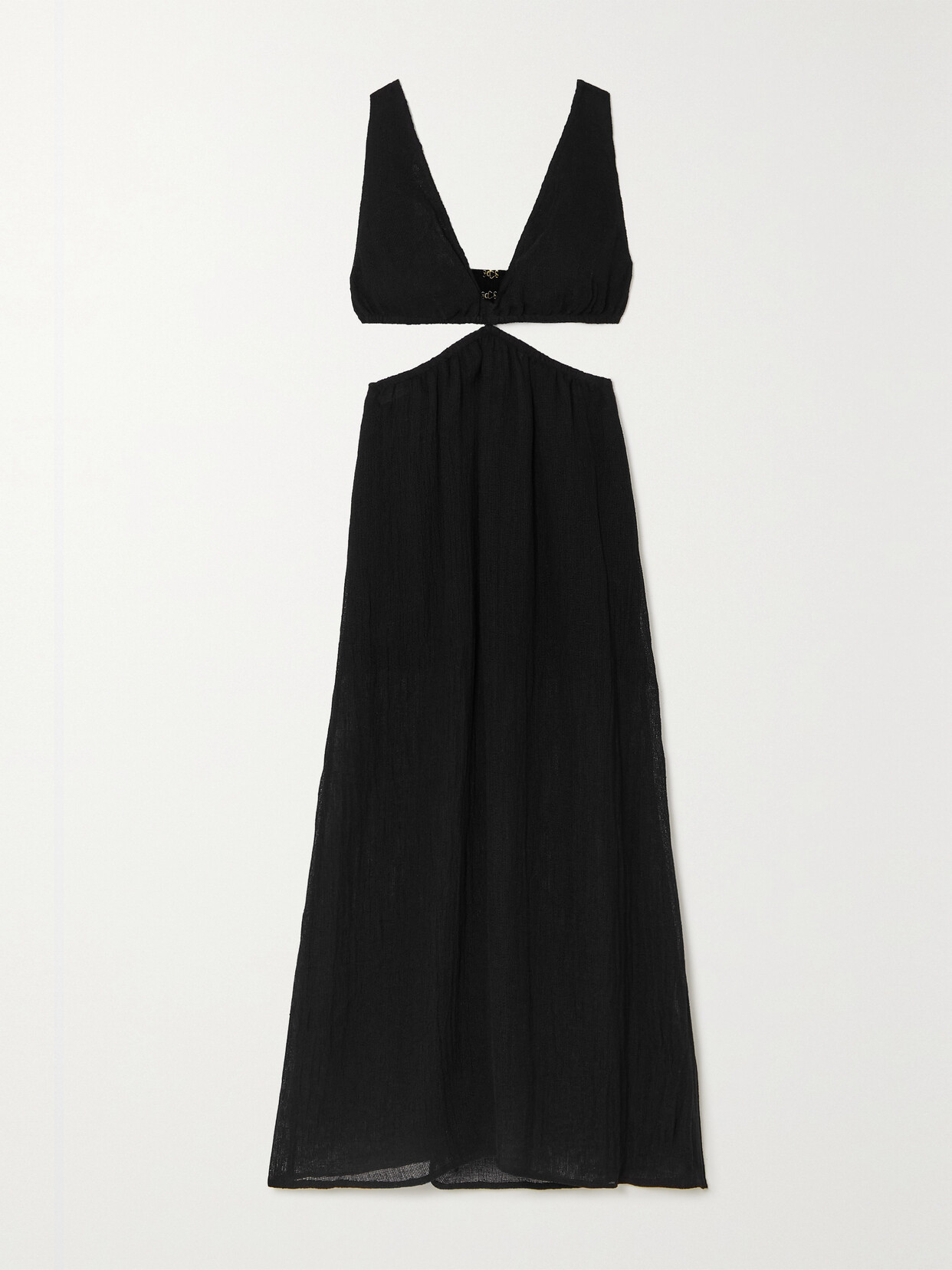 Le Kasha + Net Sustain Dessouk Cutout Organic Linen-gauze Maxi Dress - Black
