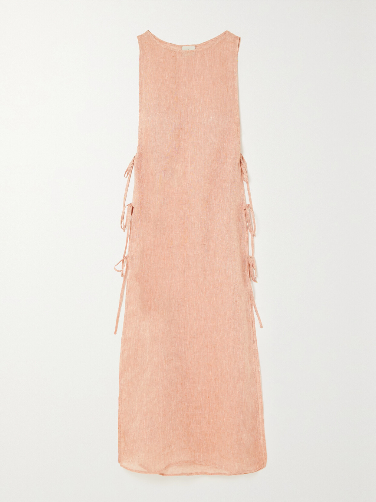 Le Kasha - + Net Sustain Jarajus Tie-detailed Organic Linen Midi Dress - Orange