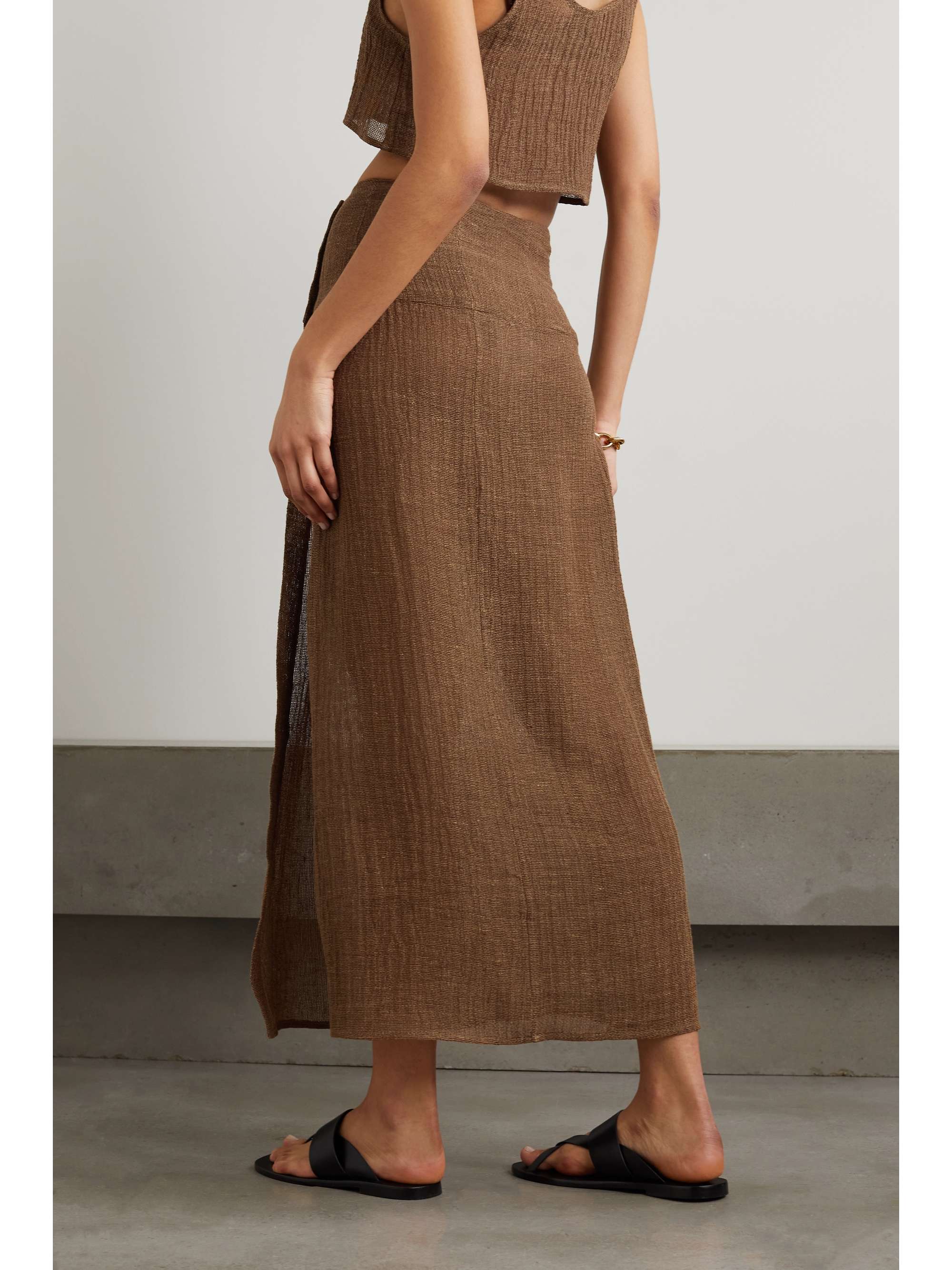 LE KASHA Haifa linen wrap maxi skirt