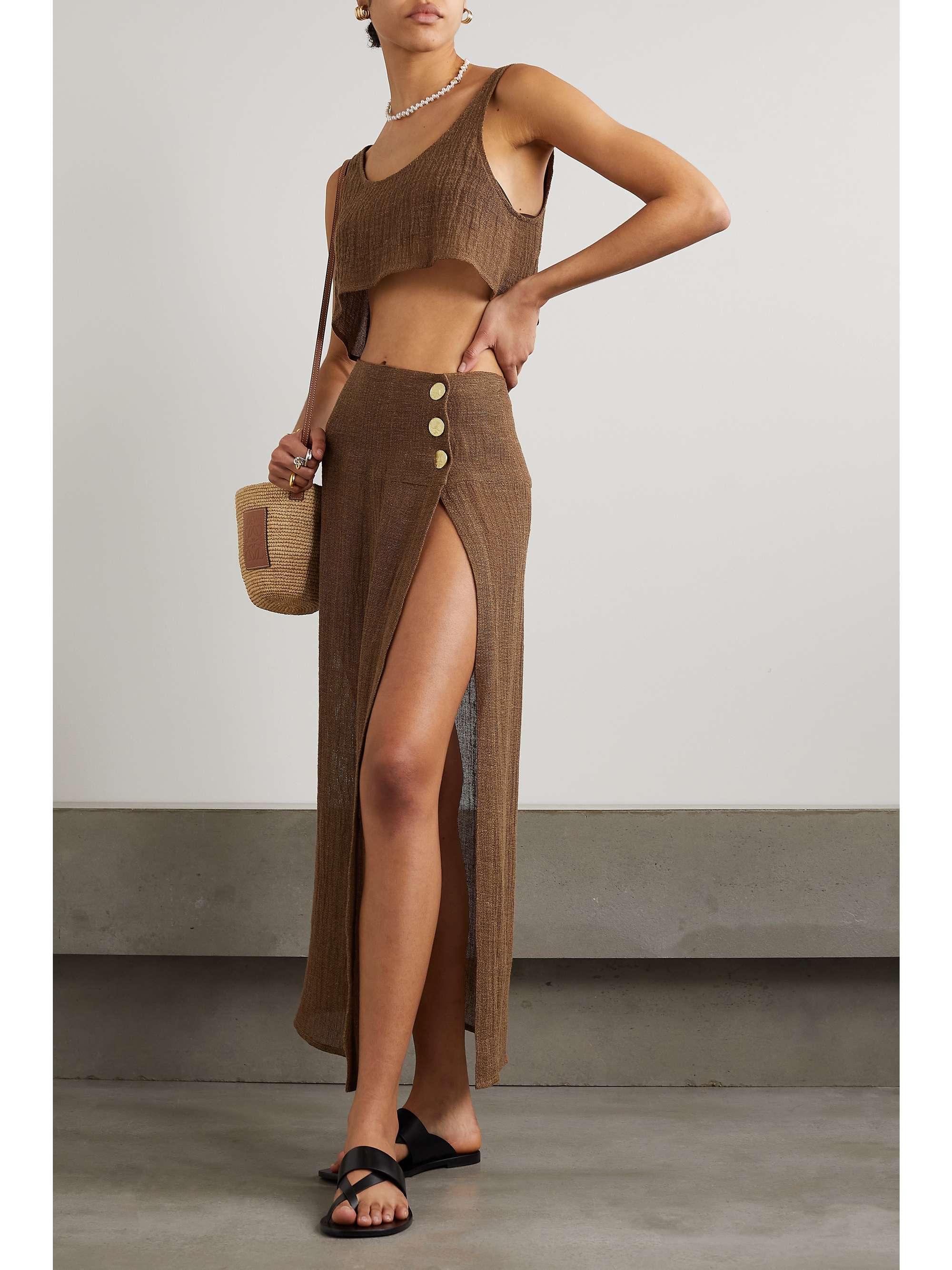 LE KASHA Haifa linen wrap maxi skirt