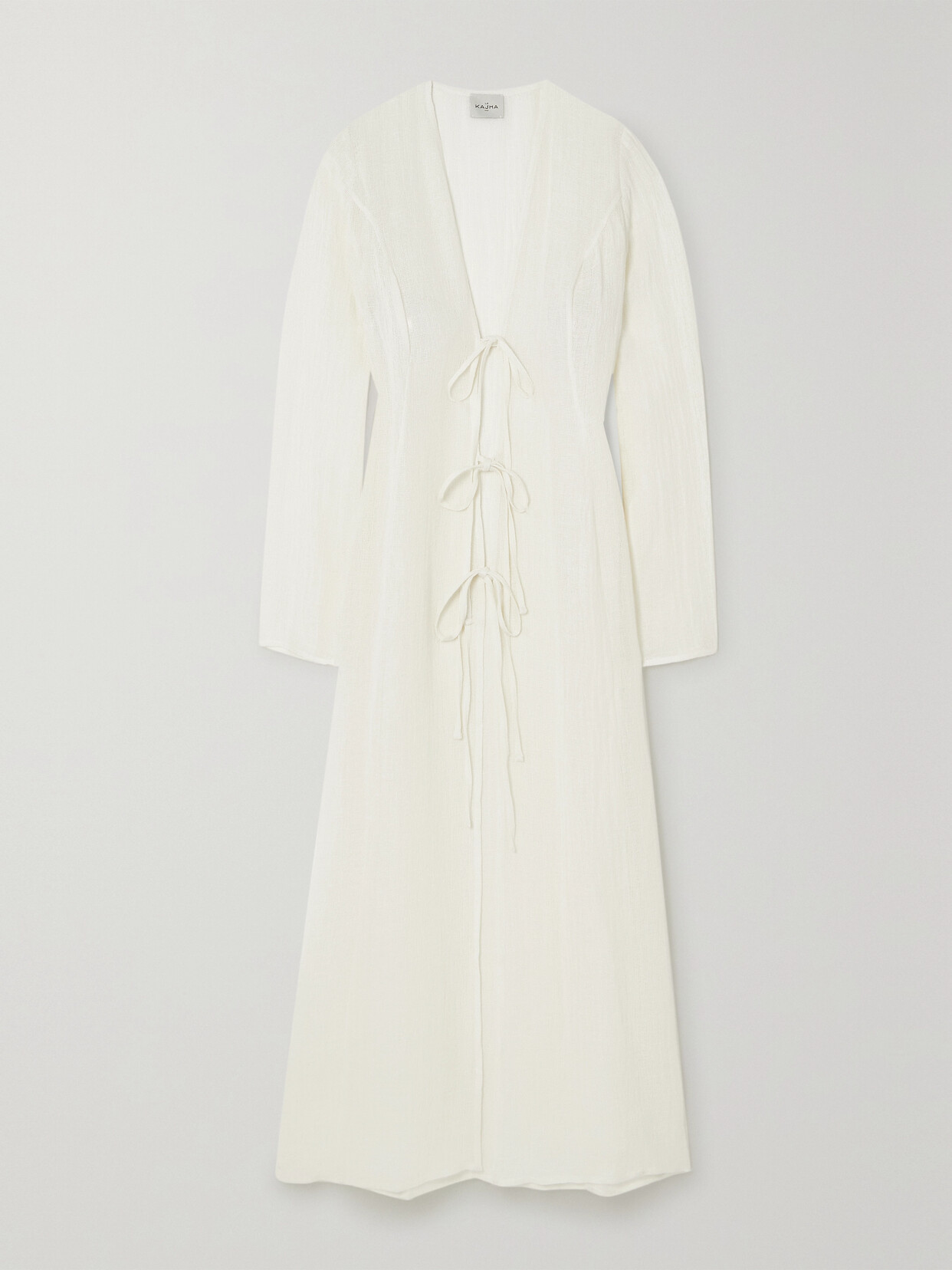 Le Kasha - + Net Sustain Dehmit Tie-detailed Organic Linen-gauze Maxi Dress - White