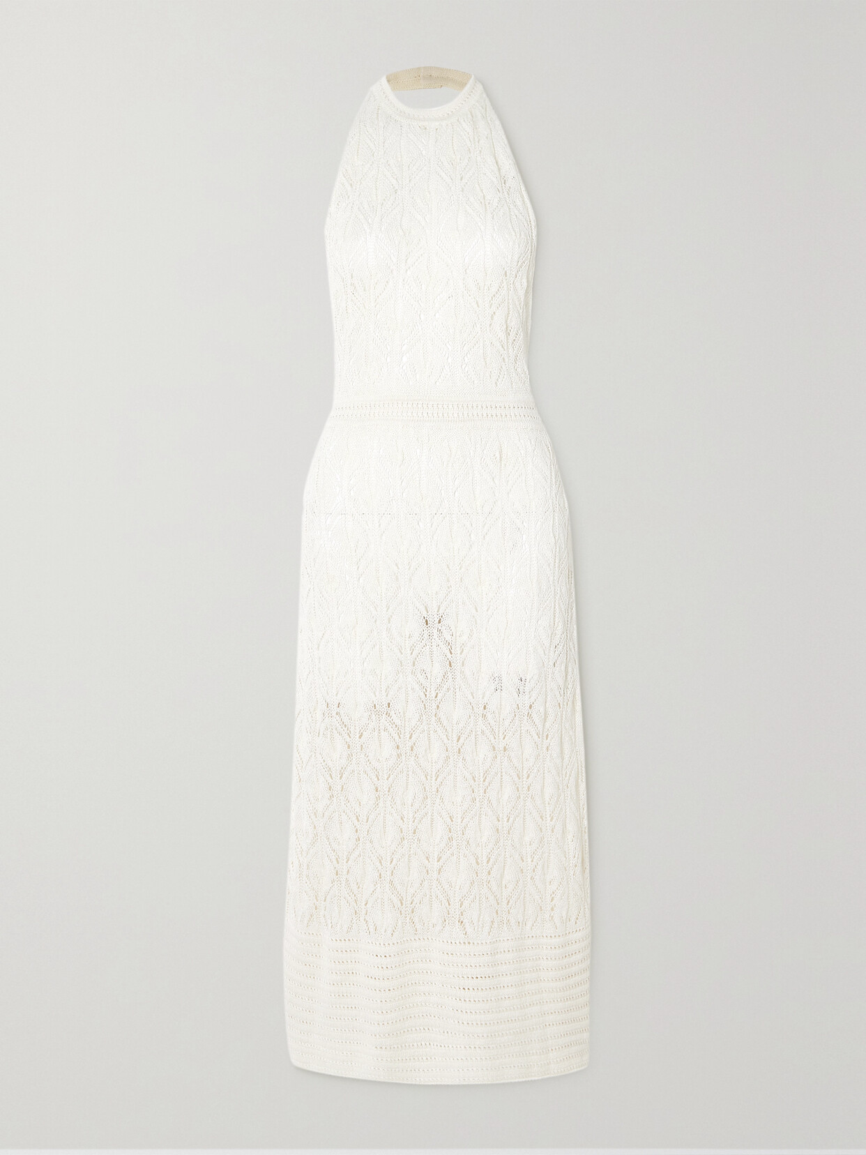 Le Kasha + Net Sustain Qybli Open-back Organic Linen Halterneck Maxi Dress - White