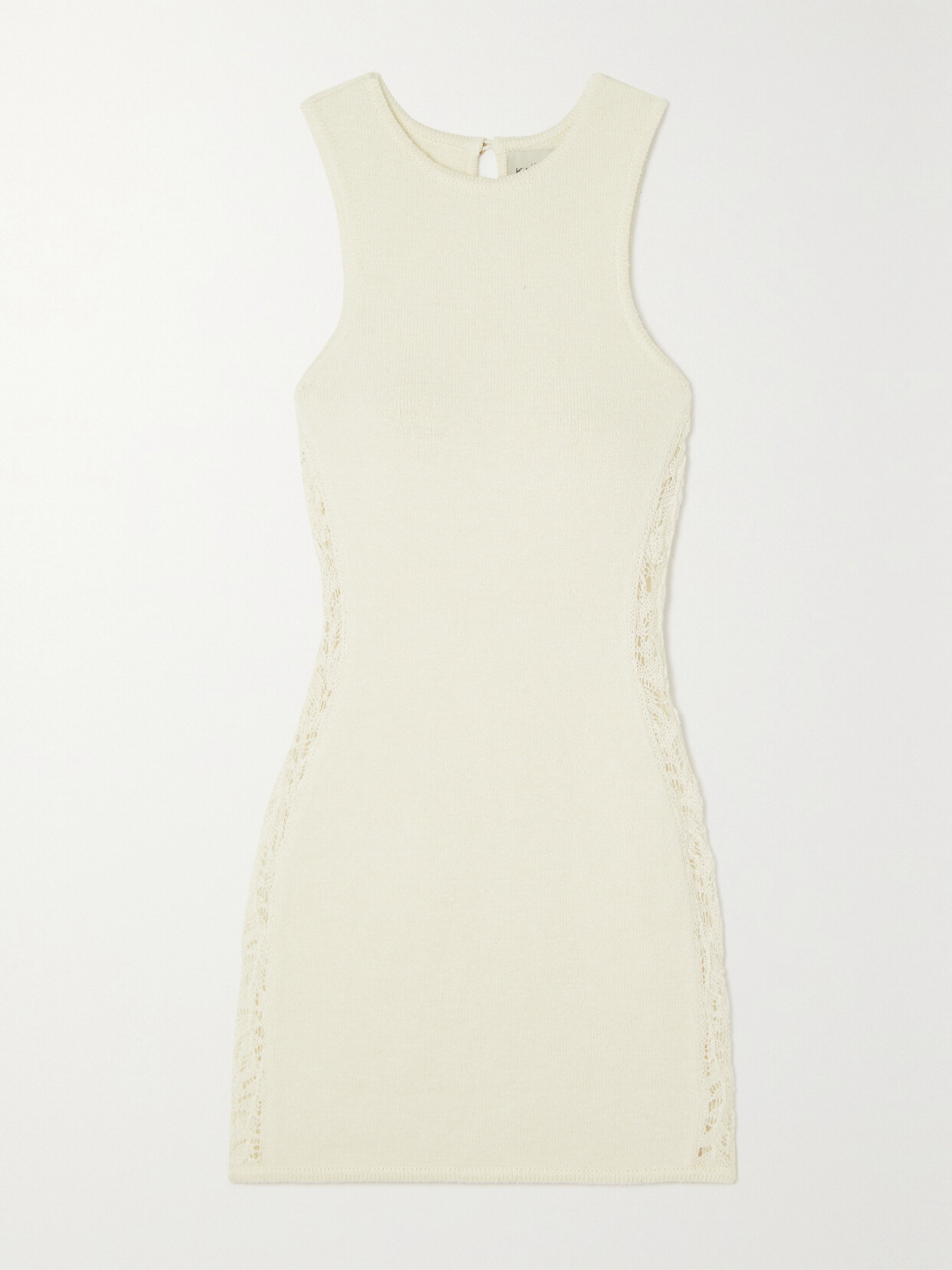 Le Kasha Abri Crochet-trimmed Organic Linen Mini Dress In Off-white