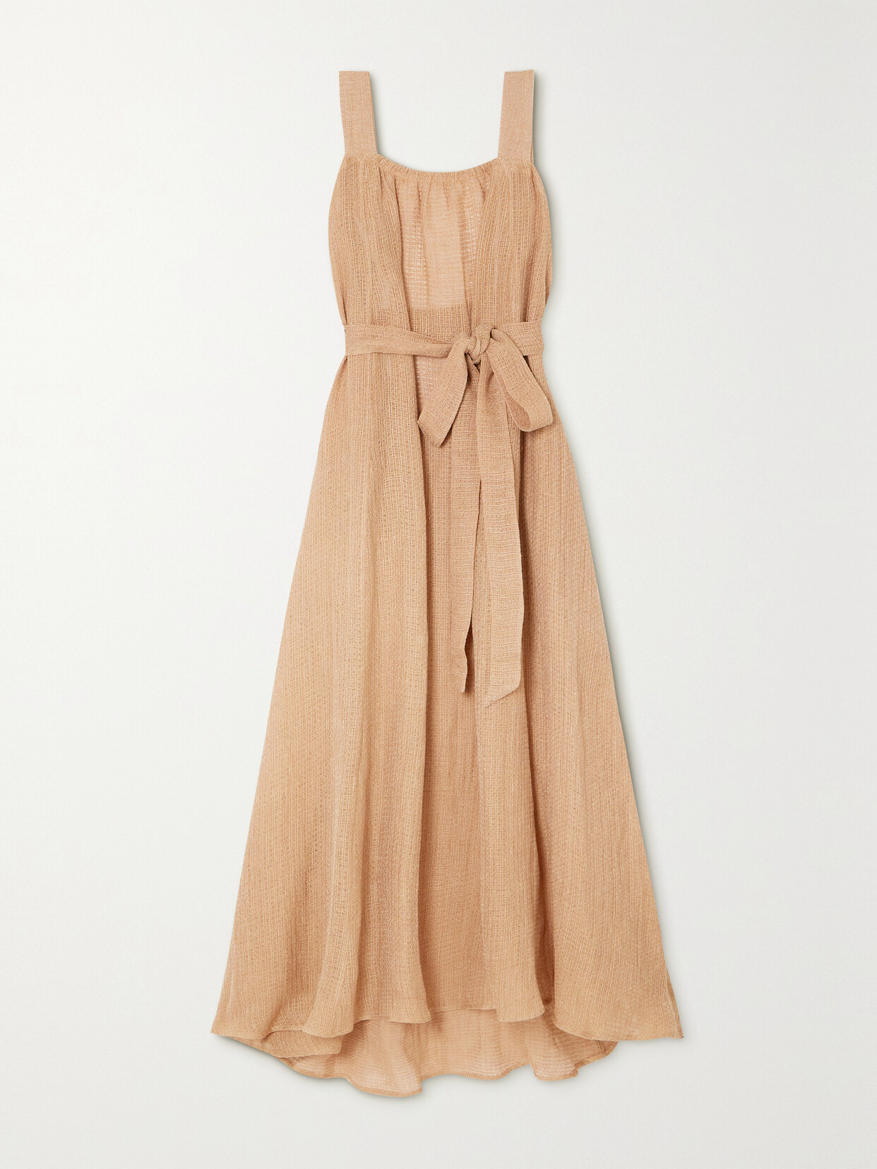Le Kasha + Net Sustain Assiout Belted Organic Linen-gauze Maxi Dress - Pink