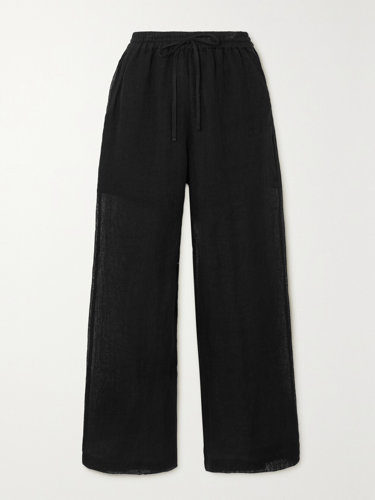 Le Kasha + Net Sustain Yaffa Organic Linen Straight-leg Pants - Black