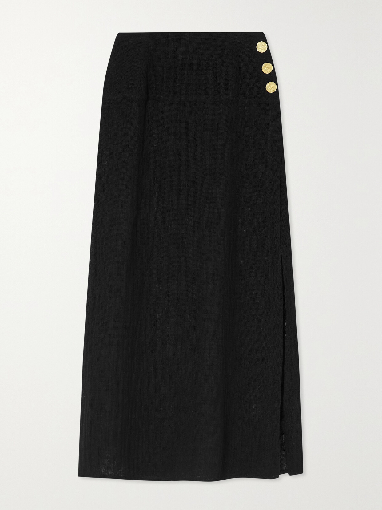 Le Kasha + Net Sustain Haifa Organic Linen Wrap Maxi Skirt - Black