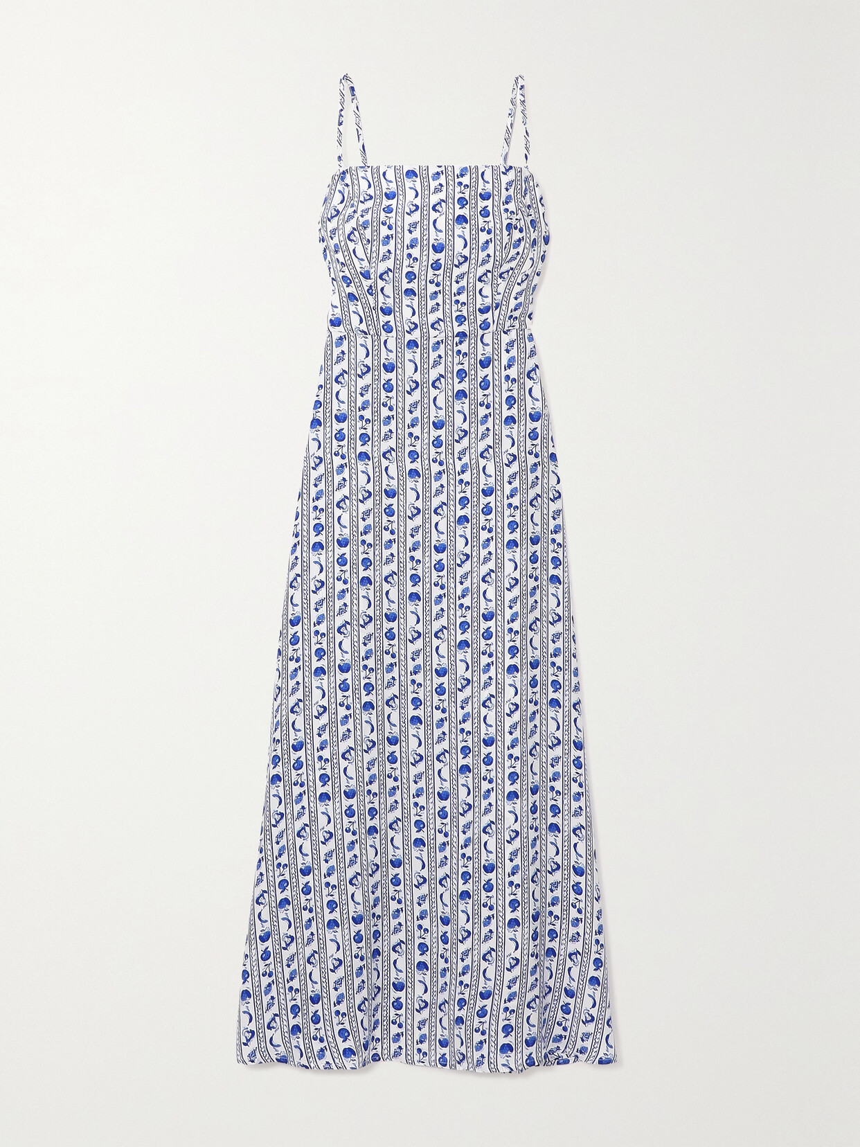 HVN Nora Printed Silk Midi Dress - Blue
