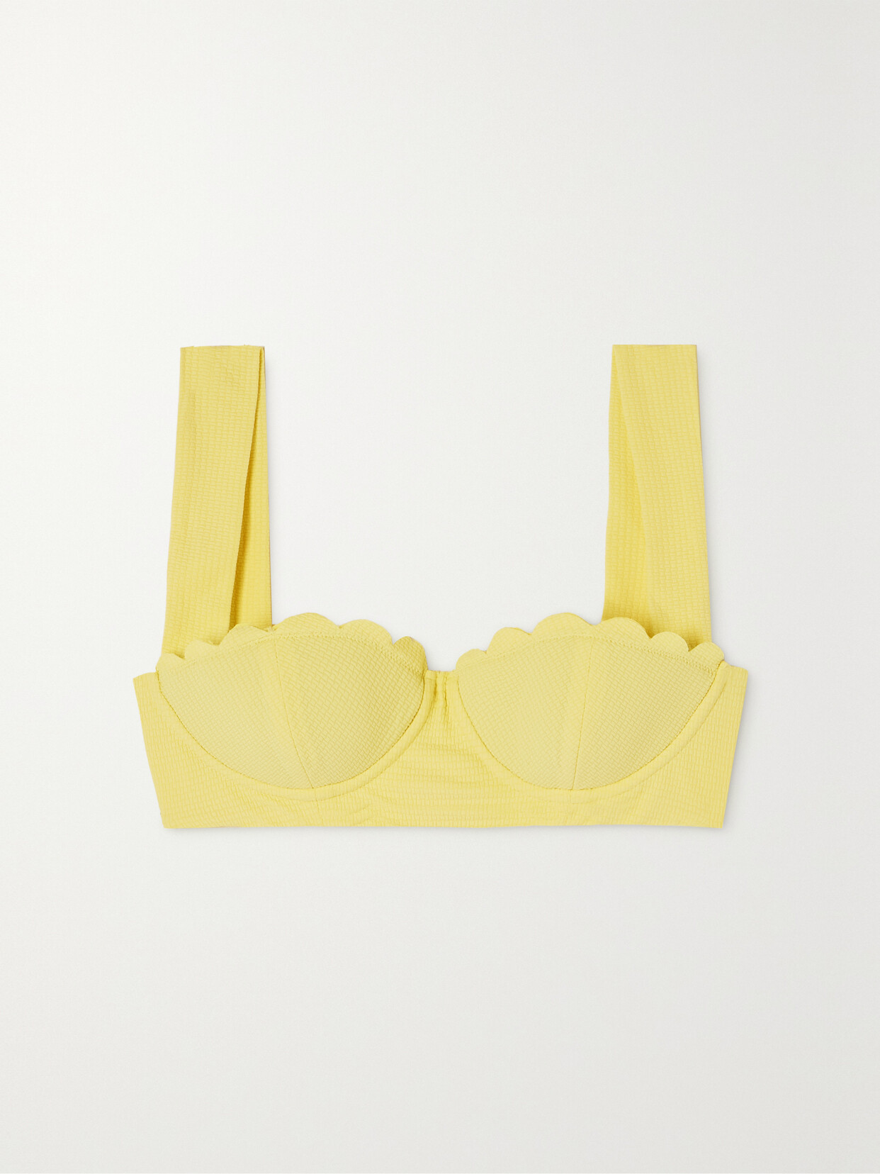 Marysia - North Scalloped Seersucker Underwired Bikini Top - Yellow