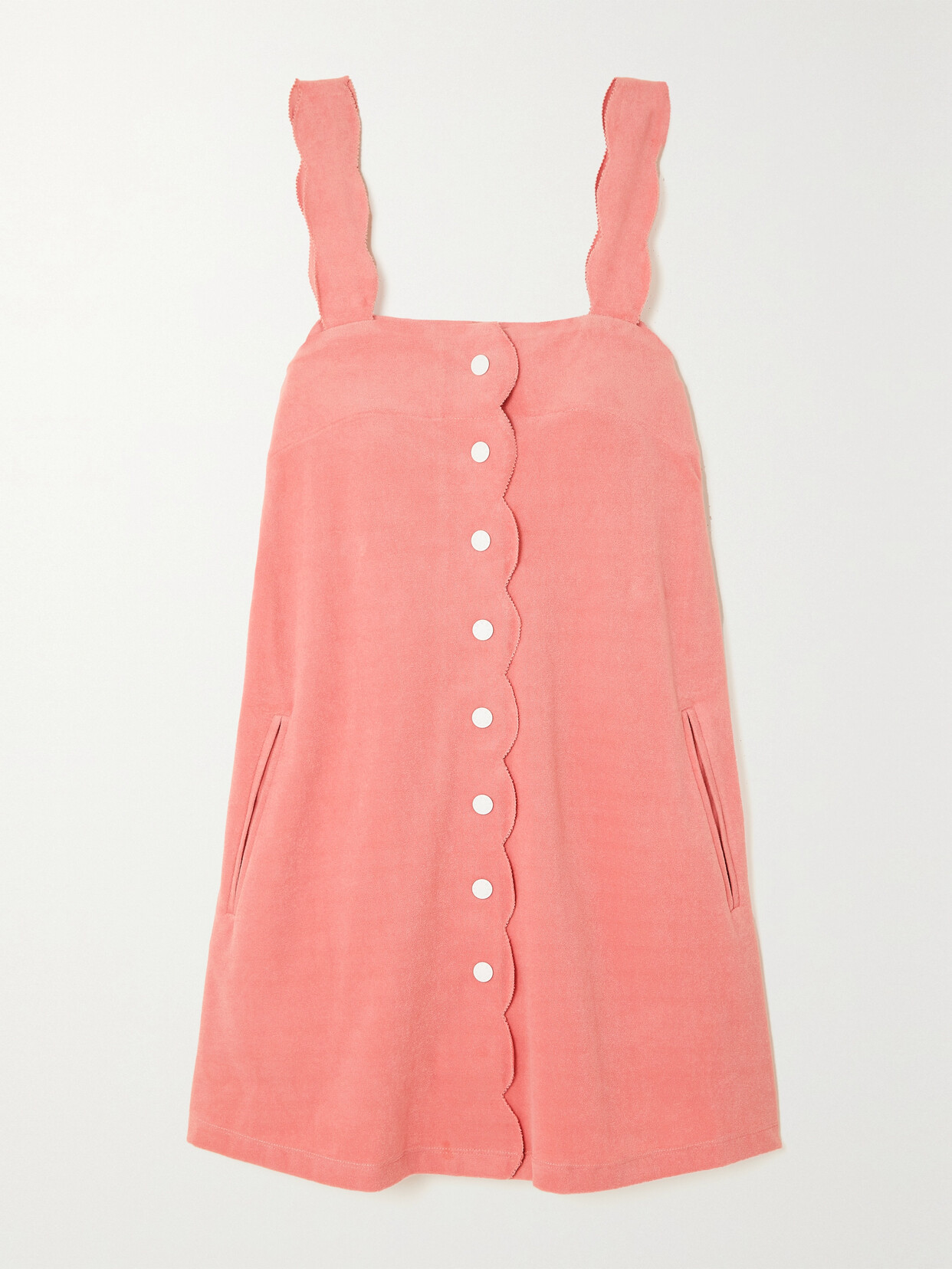 Marysia Scalloped Cotton-blend Minidress In Pink