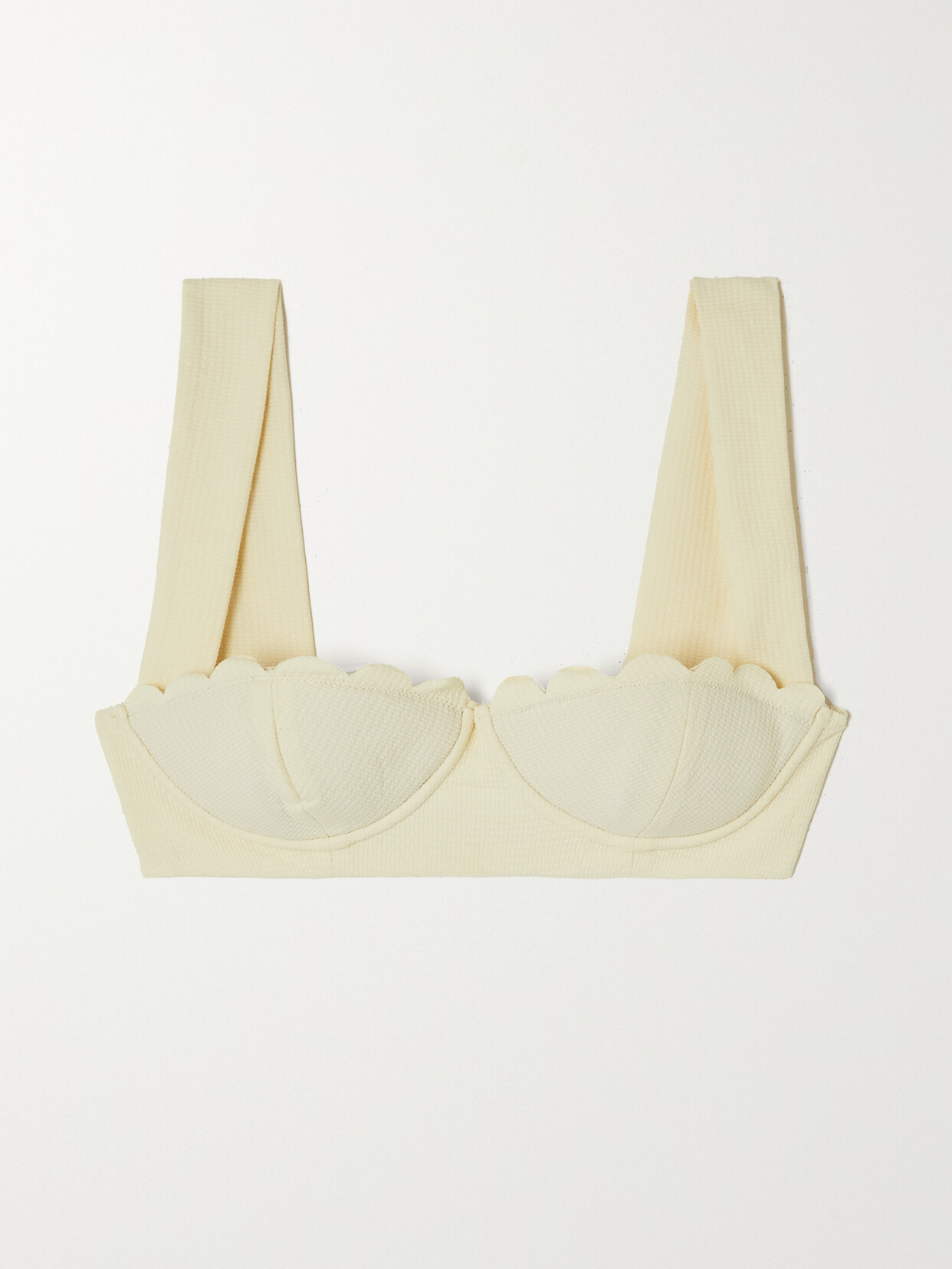 Marysia - North Scalloped Seersucker Underwired Bikini Top - Cream