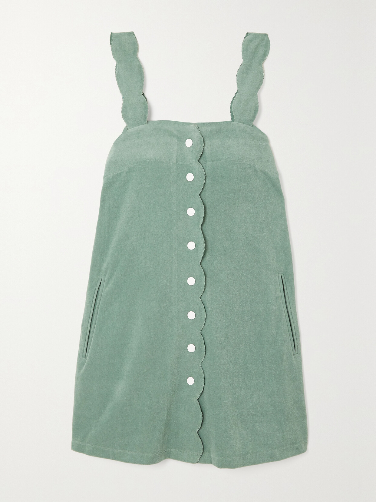 Marysia - Towelette Scalloped Cotton-blend Terry Mini Dress - Green