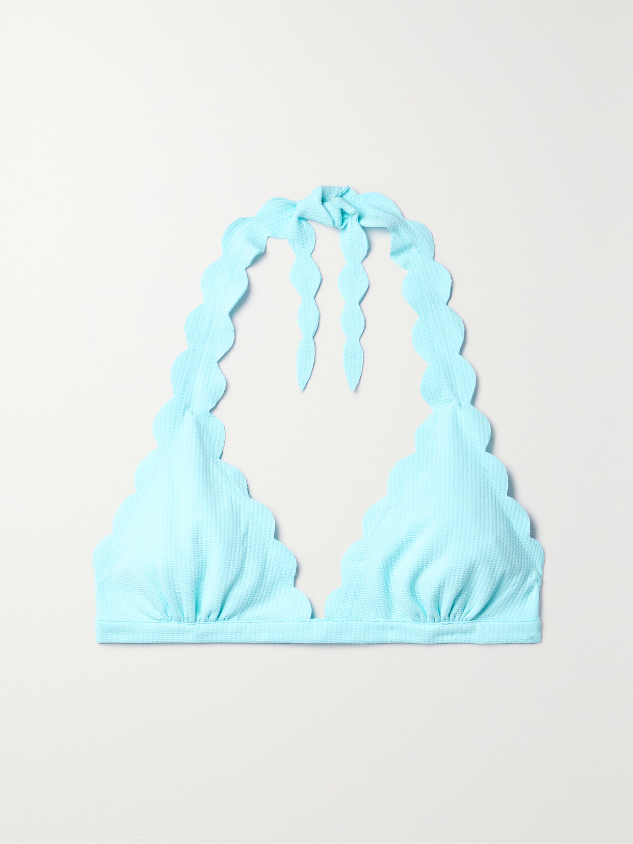 Marysia Spring Scalloped Seersucker Halterneck Bikini Top
