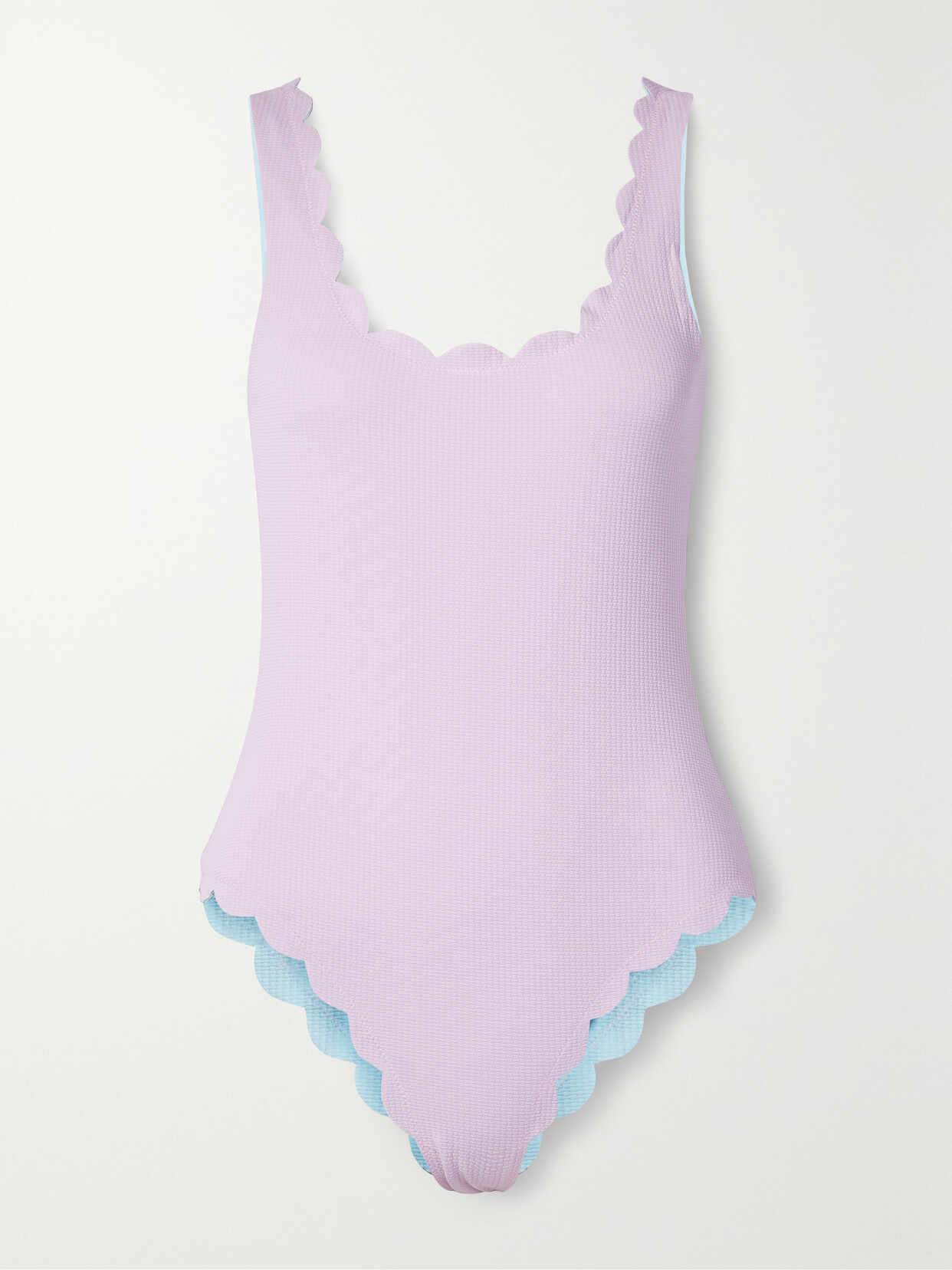 Marysia - Palm Springs Scalloped Recycled-seersucker Reversible Swimsuit - Purple