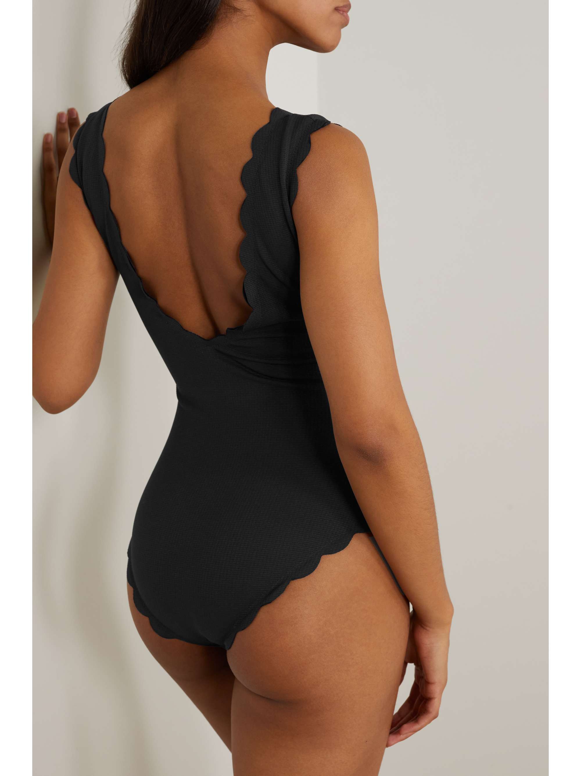MARYSIA Charleston scalloped seersucker swimsuit NETAPORTER