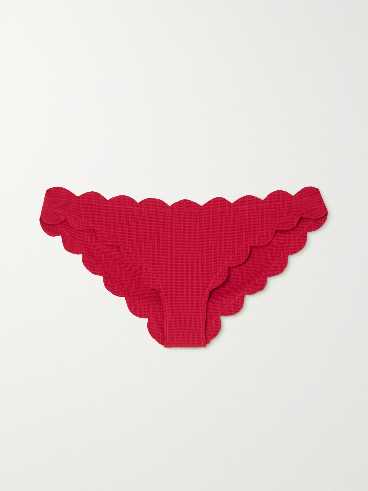 Marysia Antibes Scalloped Seersucker Bikini Briefs - Red