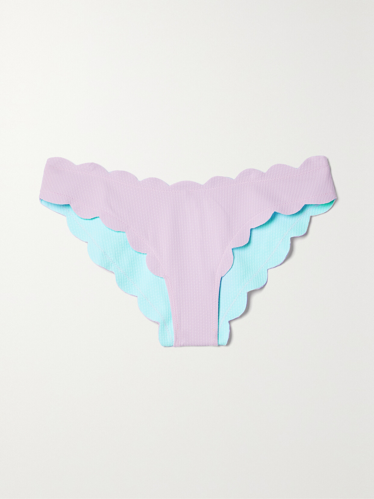 Marysia - Antibes Reversible Scalloped Seersucker Bikini Briefs - Purple