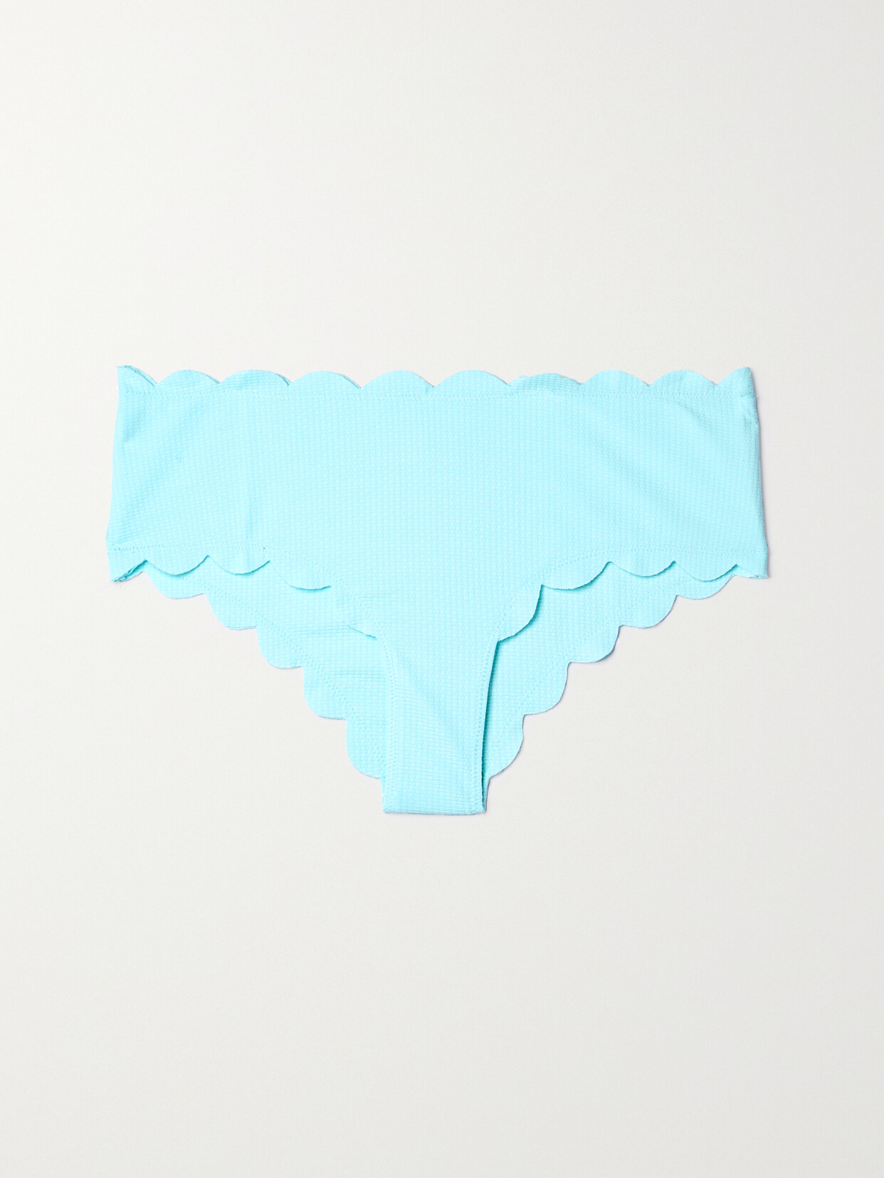 Marysia - Spring Reversible Scalloped Seersucker Bikini Briefs - Blue