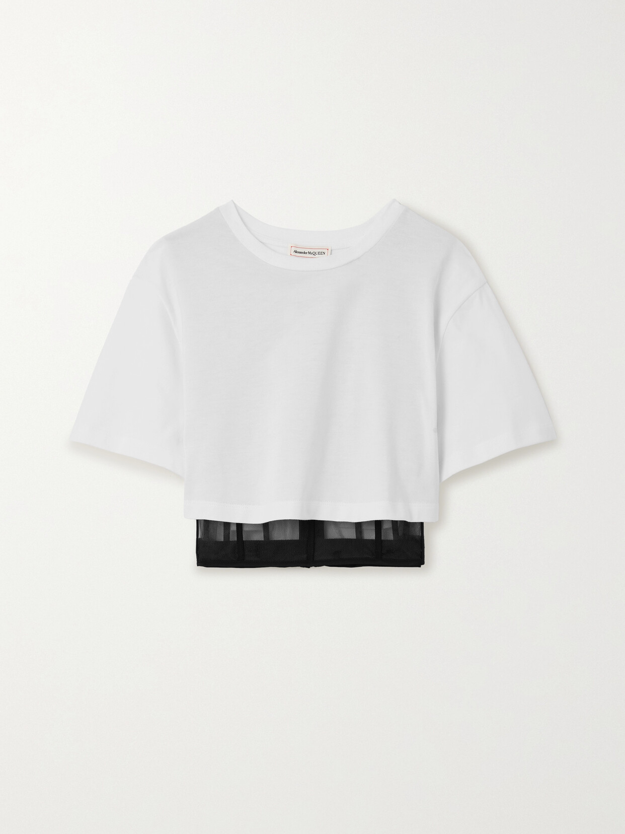 Alexander McQueen - Layered Cotton-jersey And Satin-trimmed Tulle Bustier Top - White