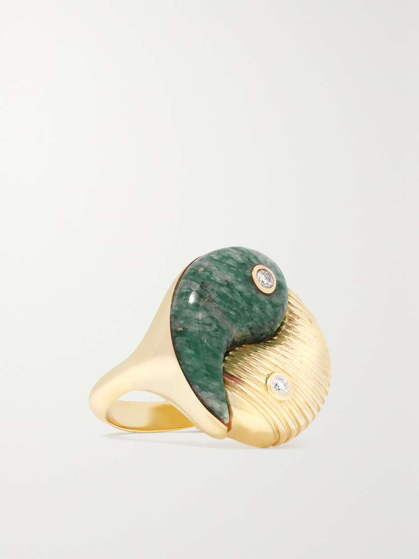 Retrouvaí Yin Yang 14-karat Gold, Serpentine And Diamond Ring
