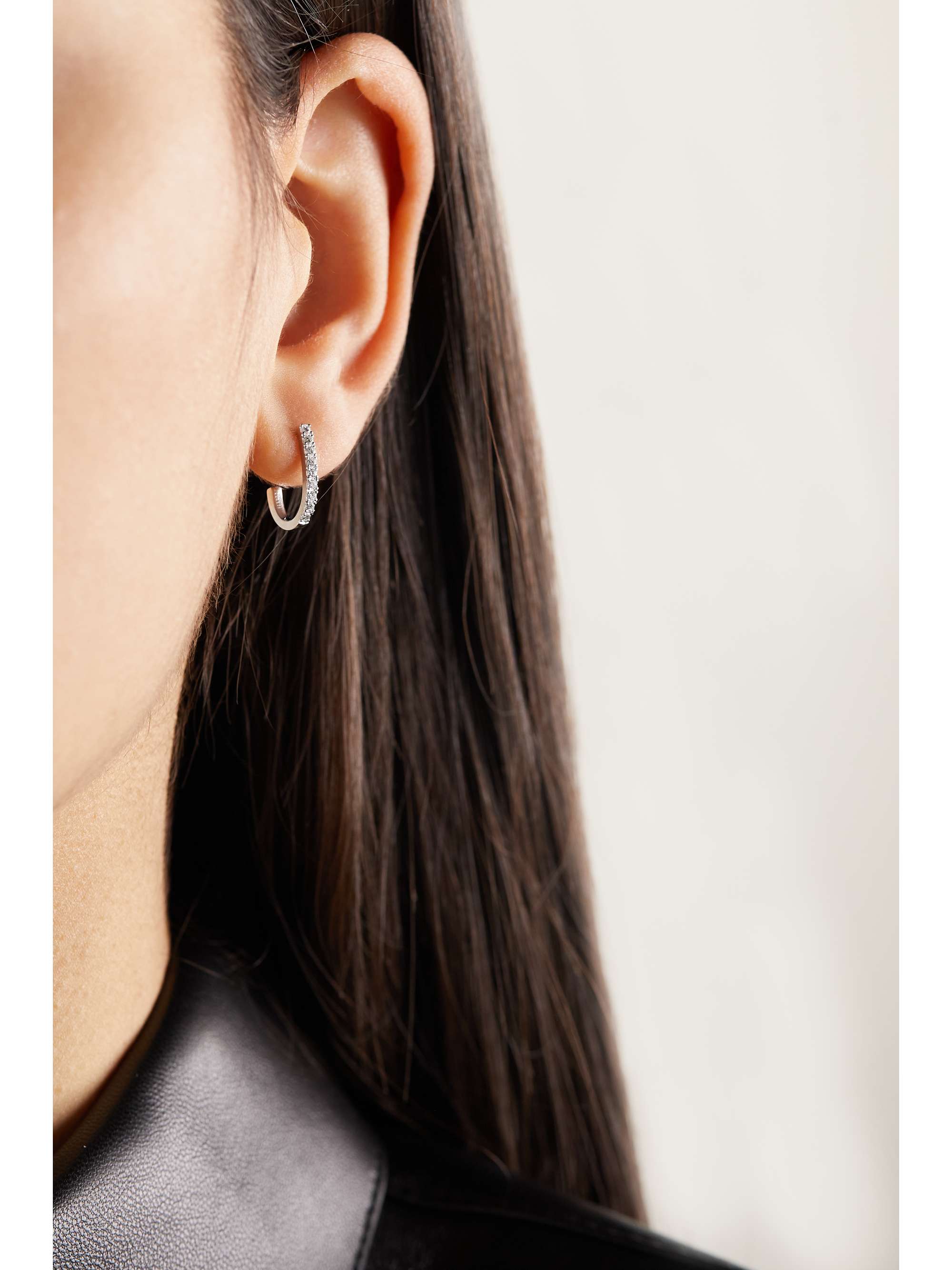 MESSIKA Gatsby XS 18-karat white gold diamond hoop earrings