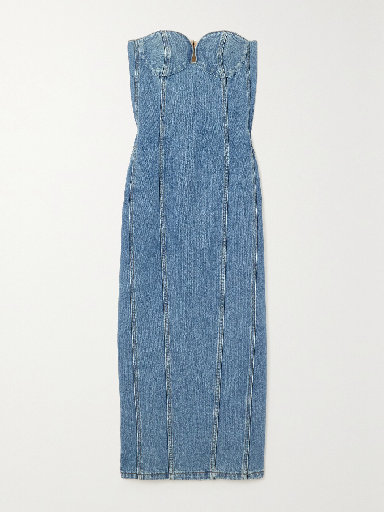 MAGDA BUTRYM STRAPLESS DENIM MIDI DRESS