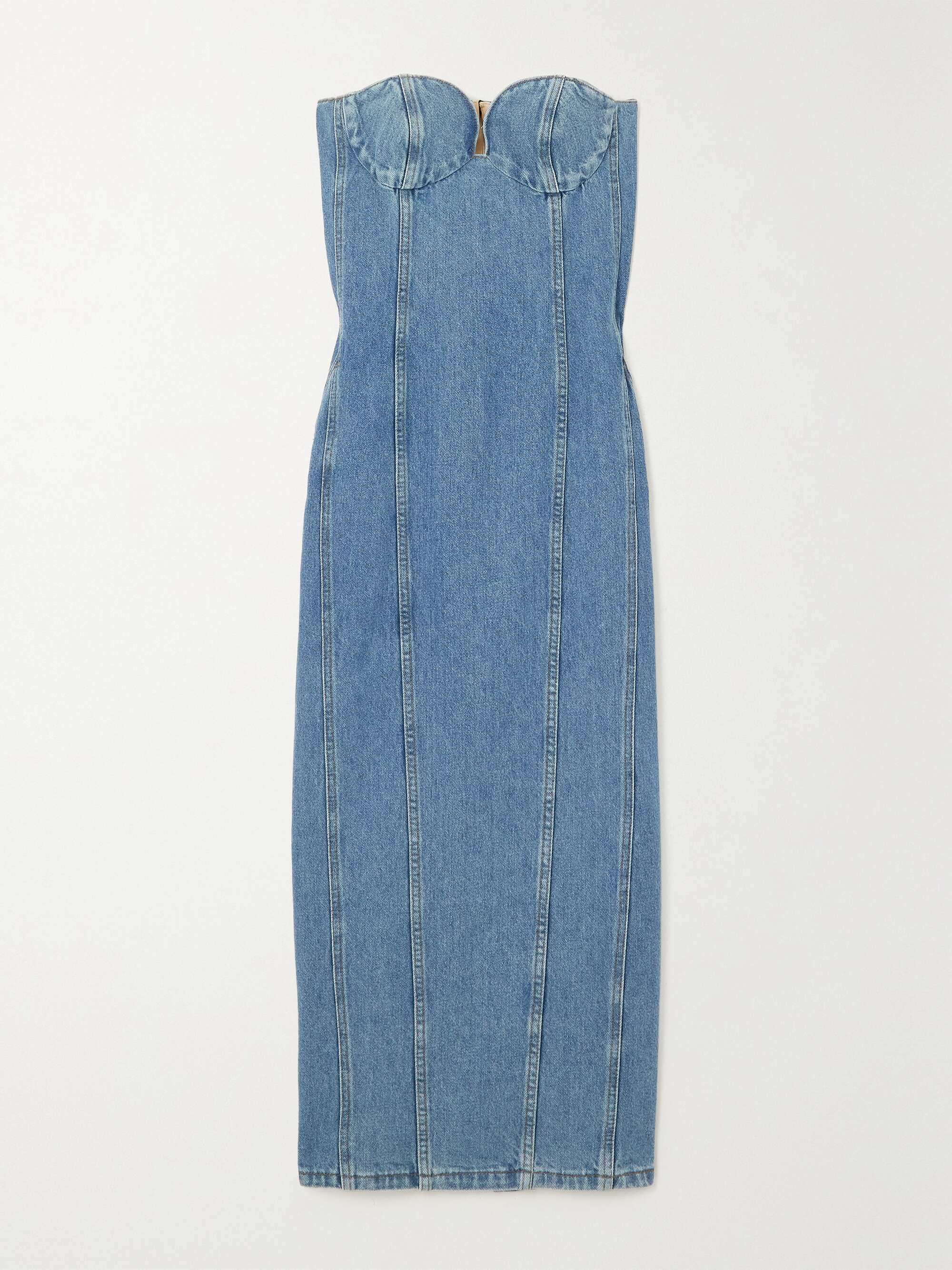 MAGDA BUTRYM Strapless denim midi dress | NET-A-PORTER