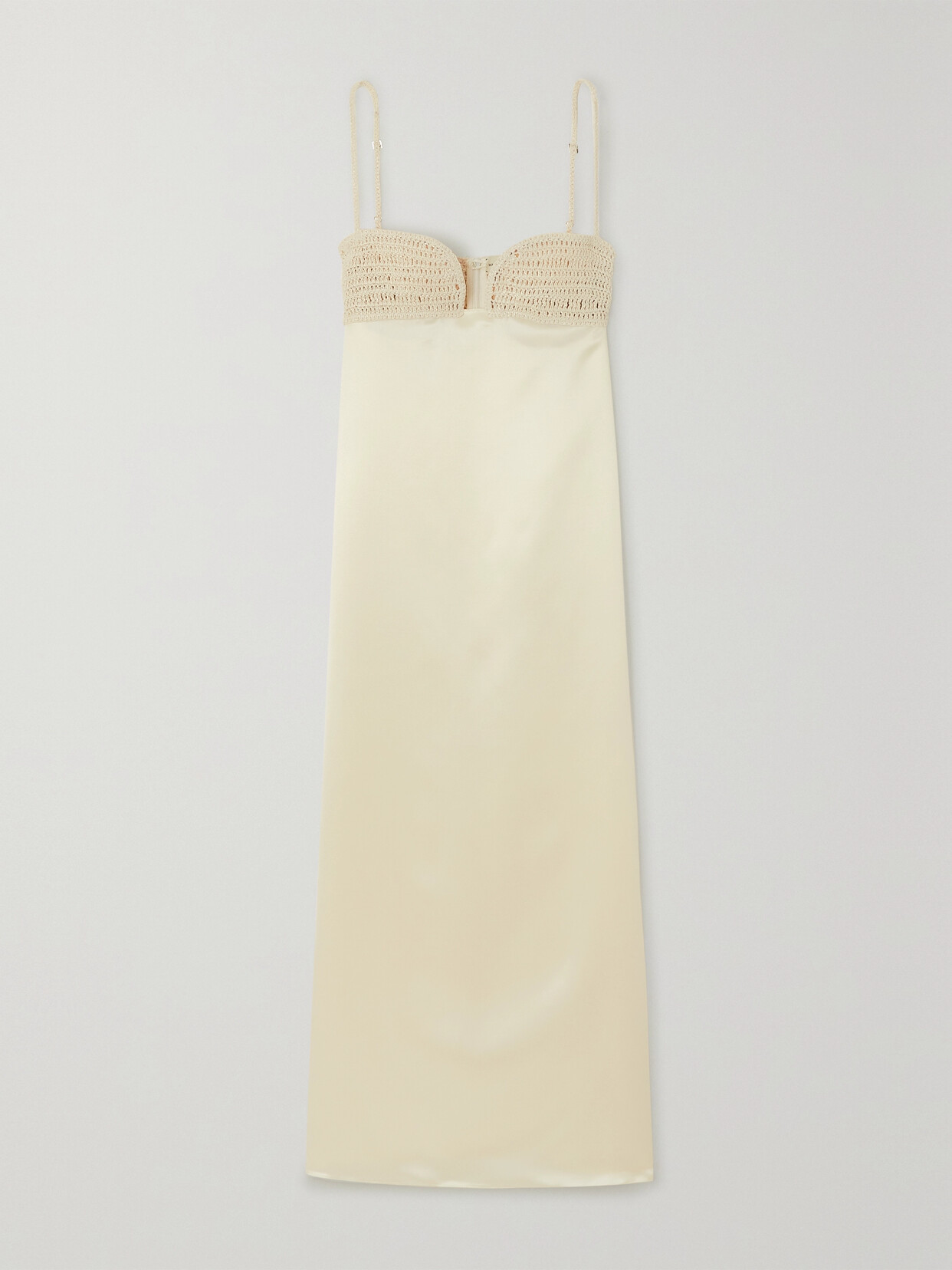 Magda Butrym - Crochet-trimmed Silk And Wool-blend Midi Dress - Cream