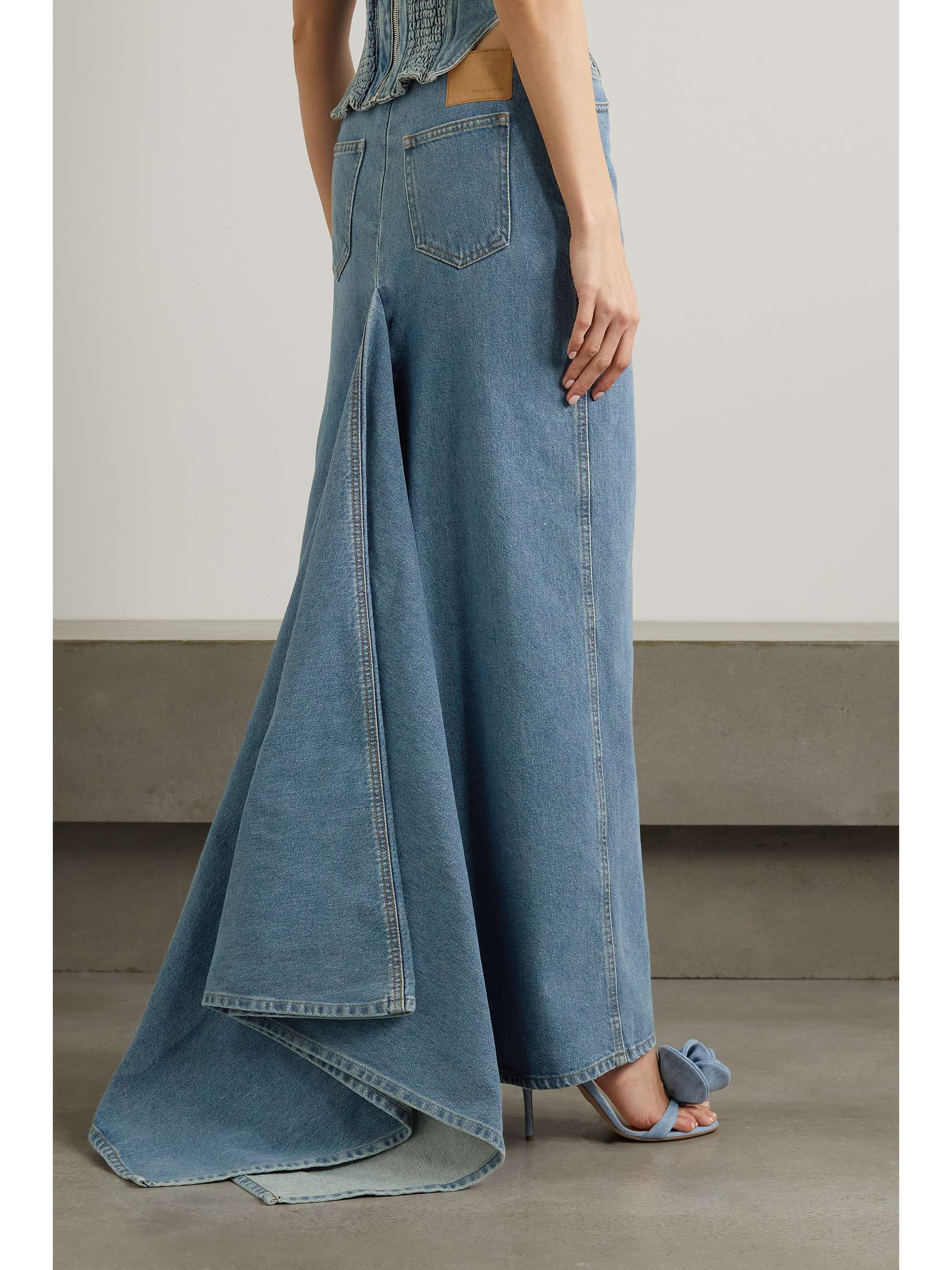 MAGDA BUTRYM Draped denim maxi skirt