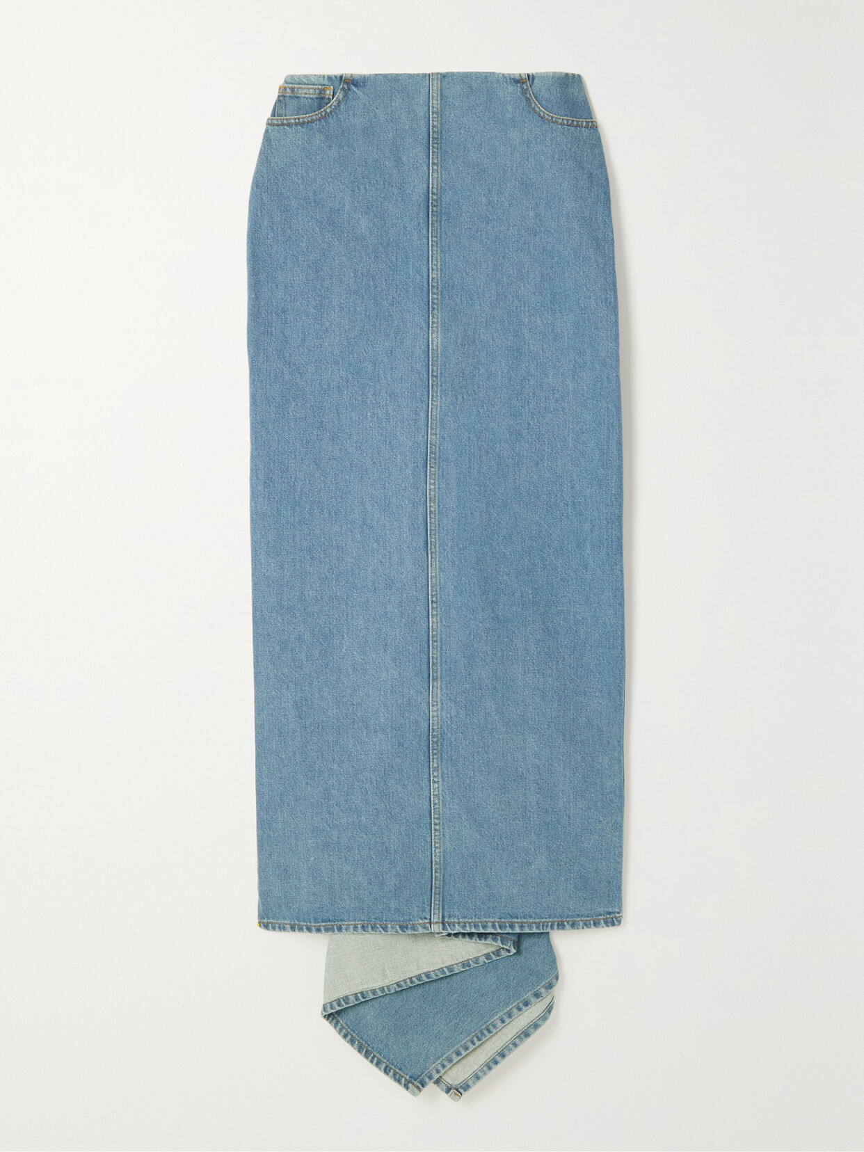 Magda Butrym - Draped Denim Maxi Skirt - Blue