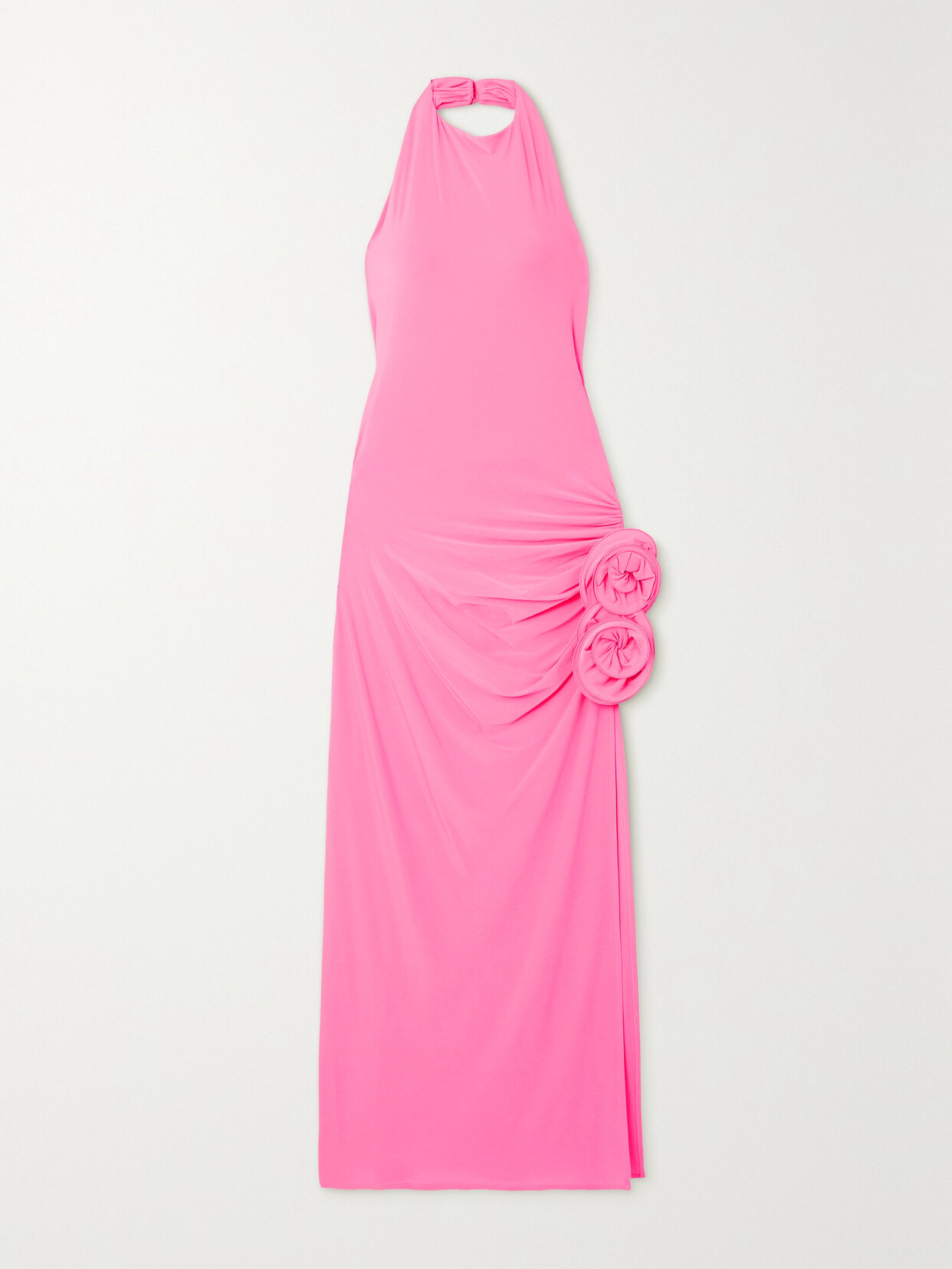 Magda Butrym - Halterneck Draped Appliquéd Stretch-jersey Midi Dress - Pink