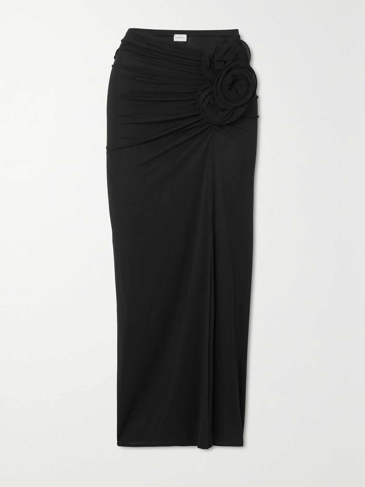 Magda Butrym - Appliquéd Stretch Crepe De Chine Midi Skirt - Black