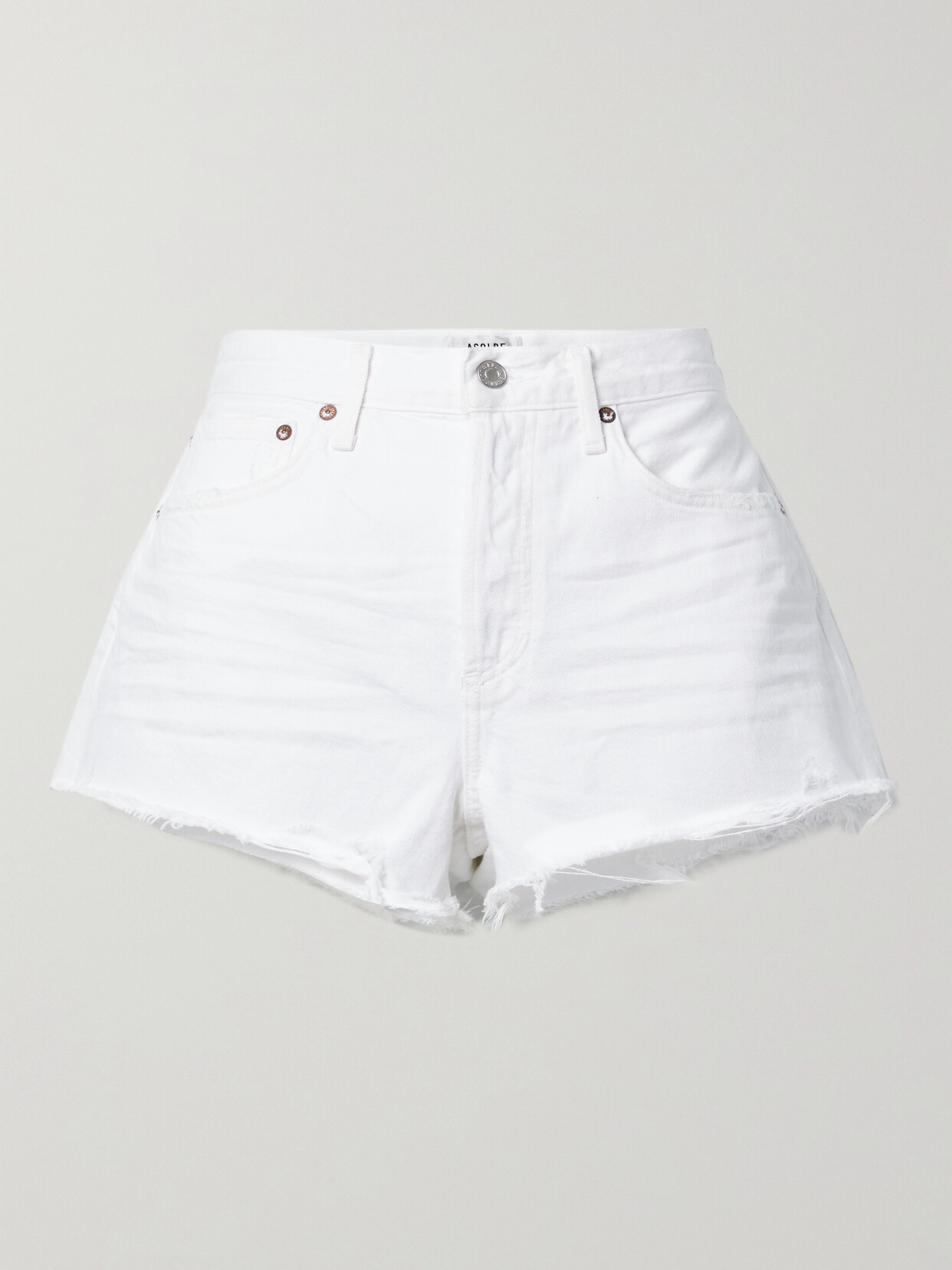 AGOLDE - Parker Distressed Organic Denim Shorts - White