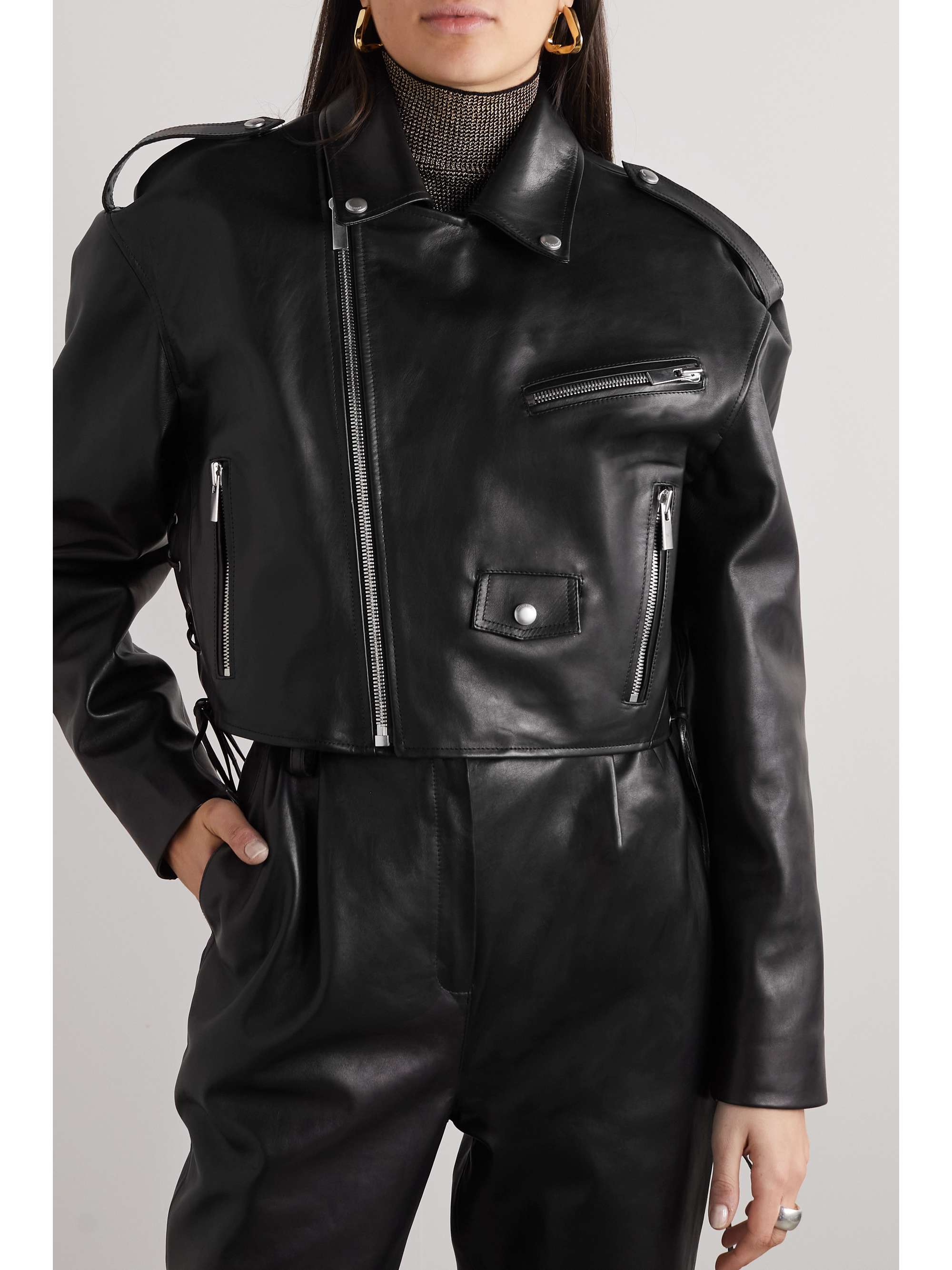 MAGDA BUTRYM Cropped leather biker jacket | NET-A-PORTER