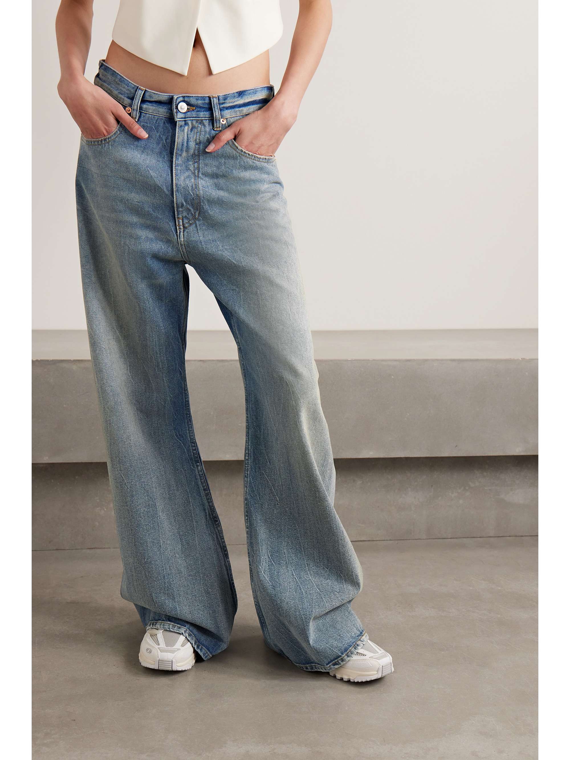 MM6 MAISON MARGIELA Distressed wide-leg jeans | NET-A-PORTER