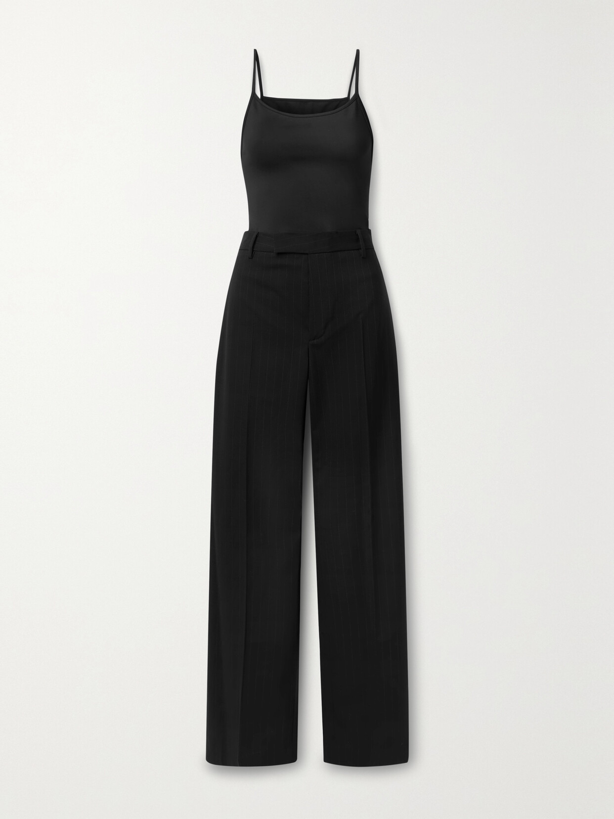 MM6 Maison Margiela - Stretch-jersey And Pinstriped Cady Jumpsuit - Black