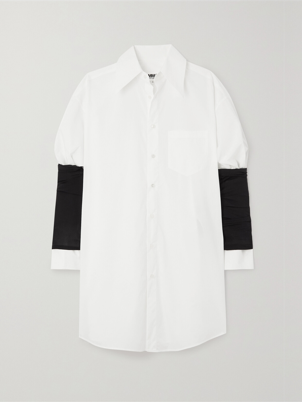 MM6 Maison Margiela - Crepe-paneled Cotton-poplin Shirt - White