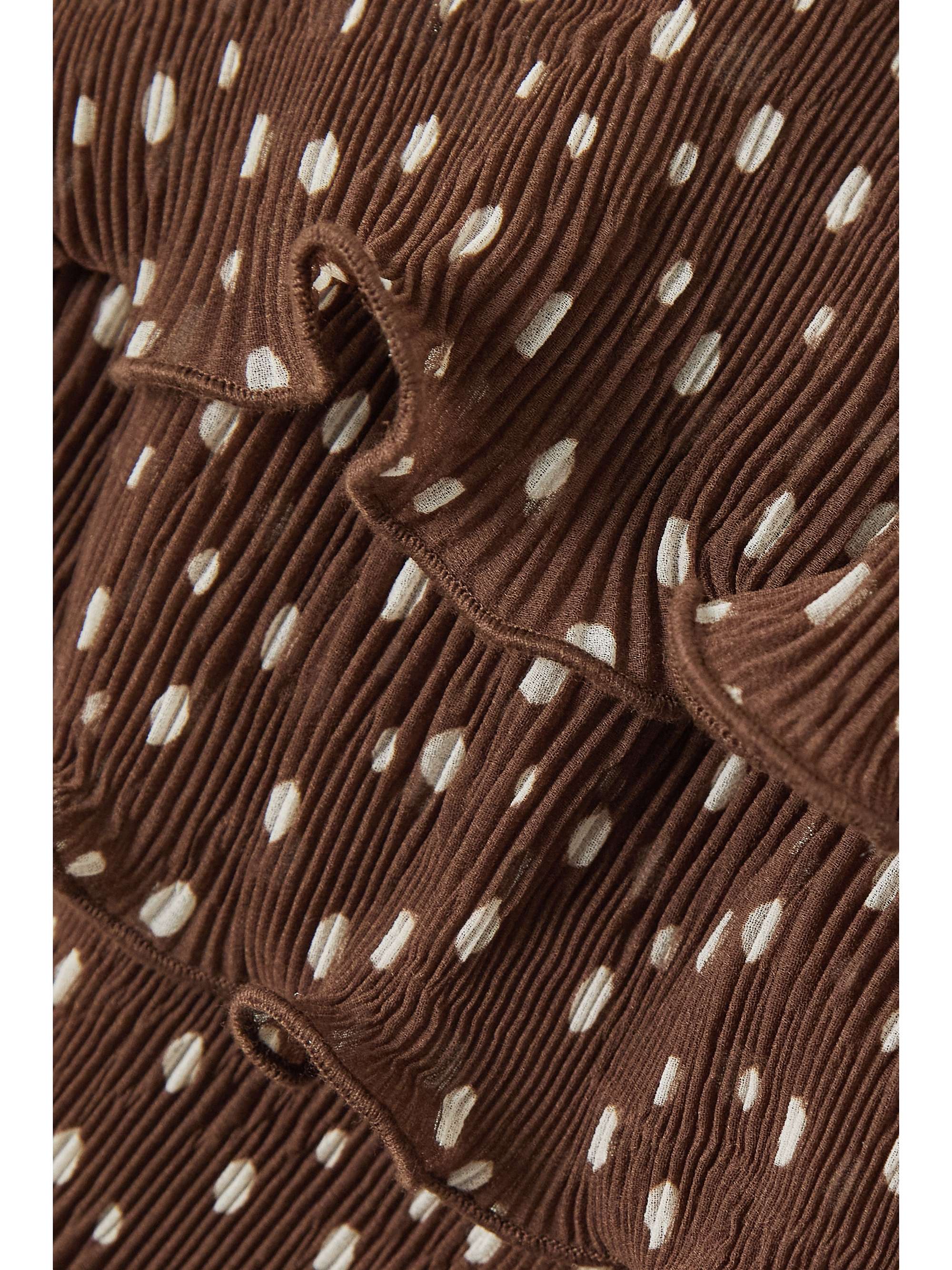GANNI Polka-dot pleated tiered recycled georgette mini dress