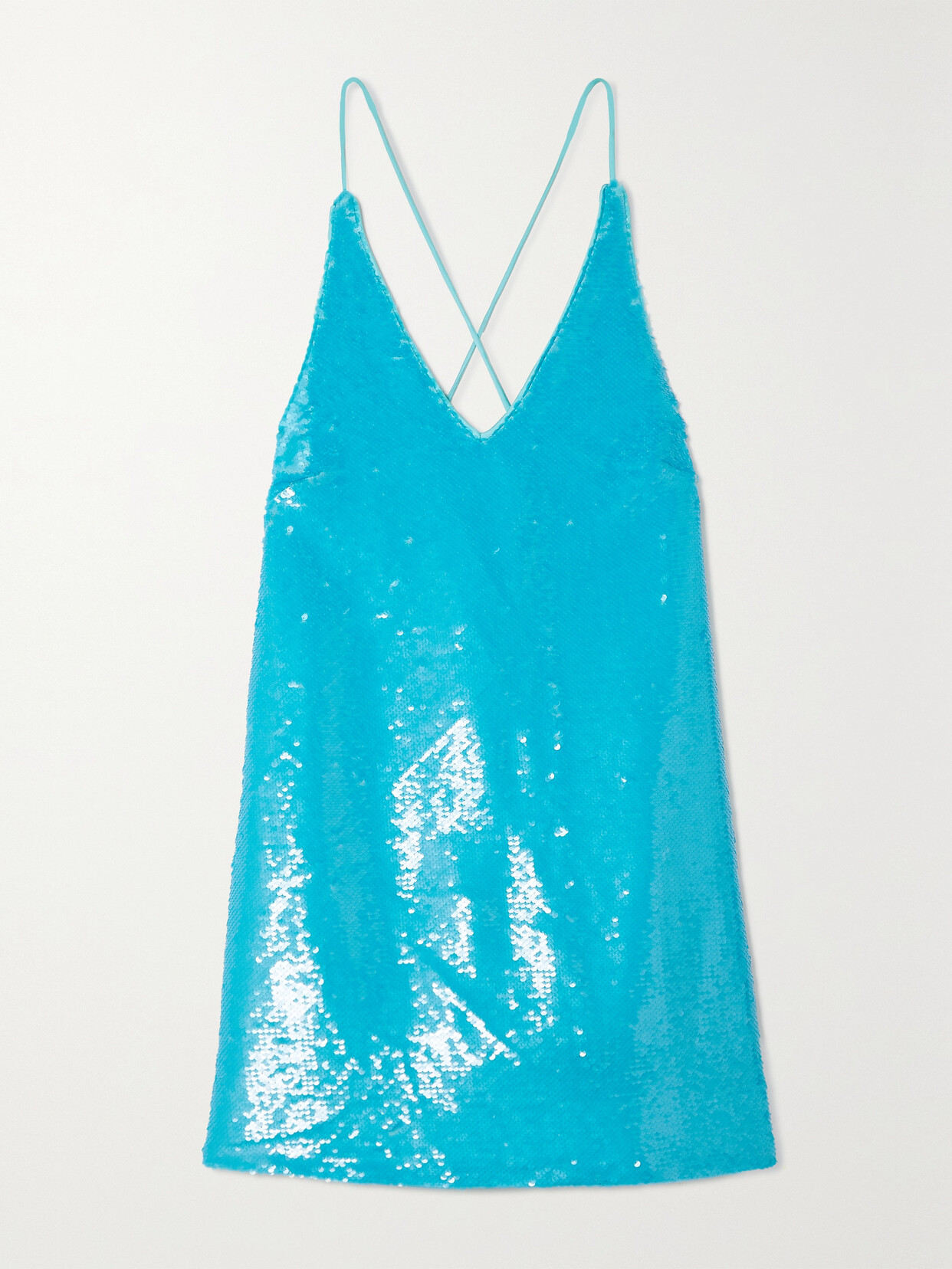 GANNI - Sequined Recycled Satin Mini Dress - Blue