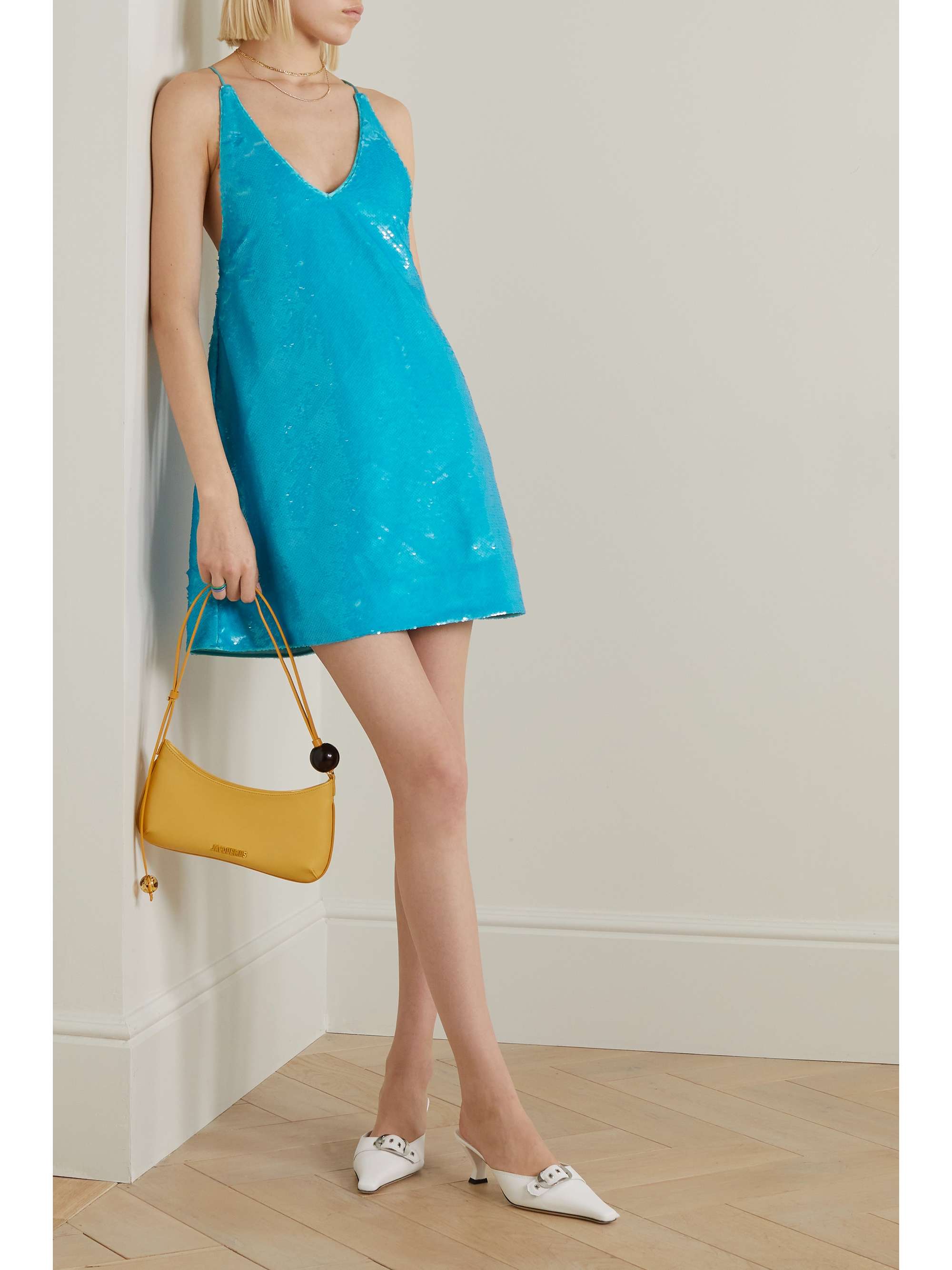 GANNI Sequined recycled satin mini dress