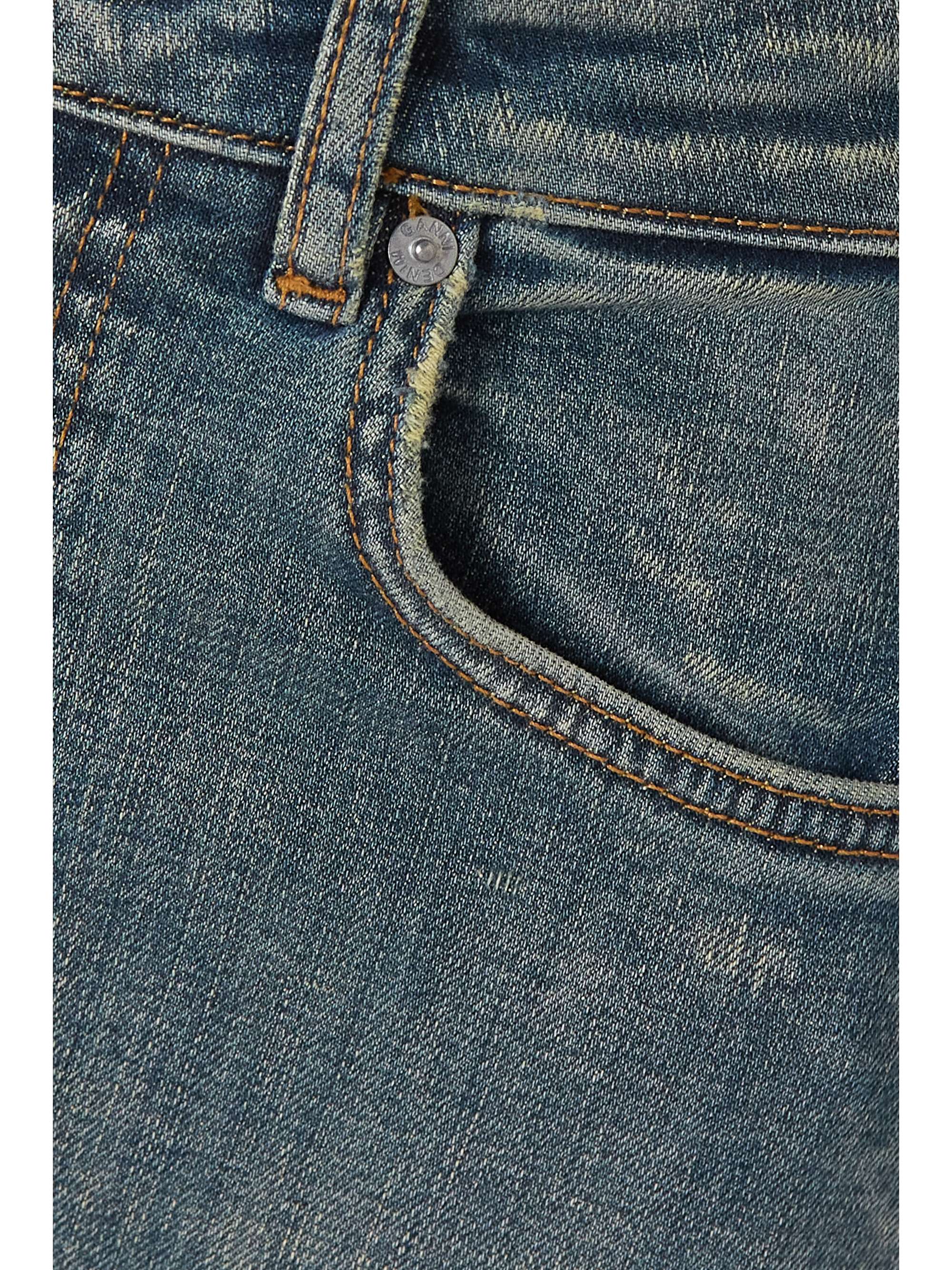 GANNI Frayed distressed organic denim maxi skirt
