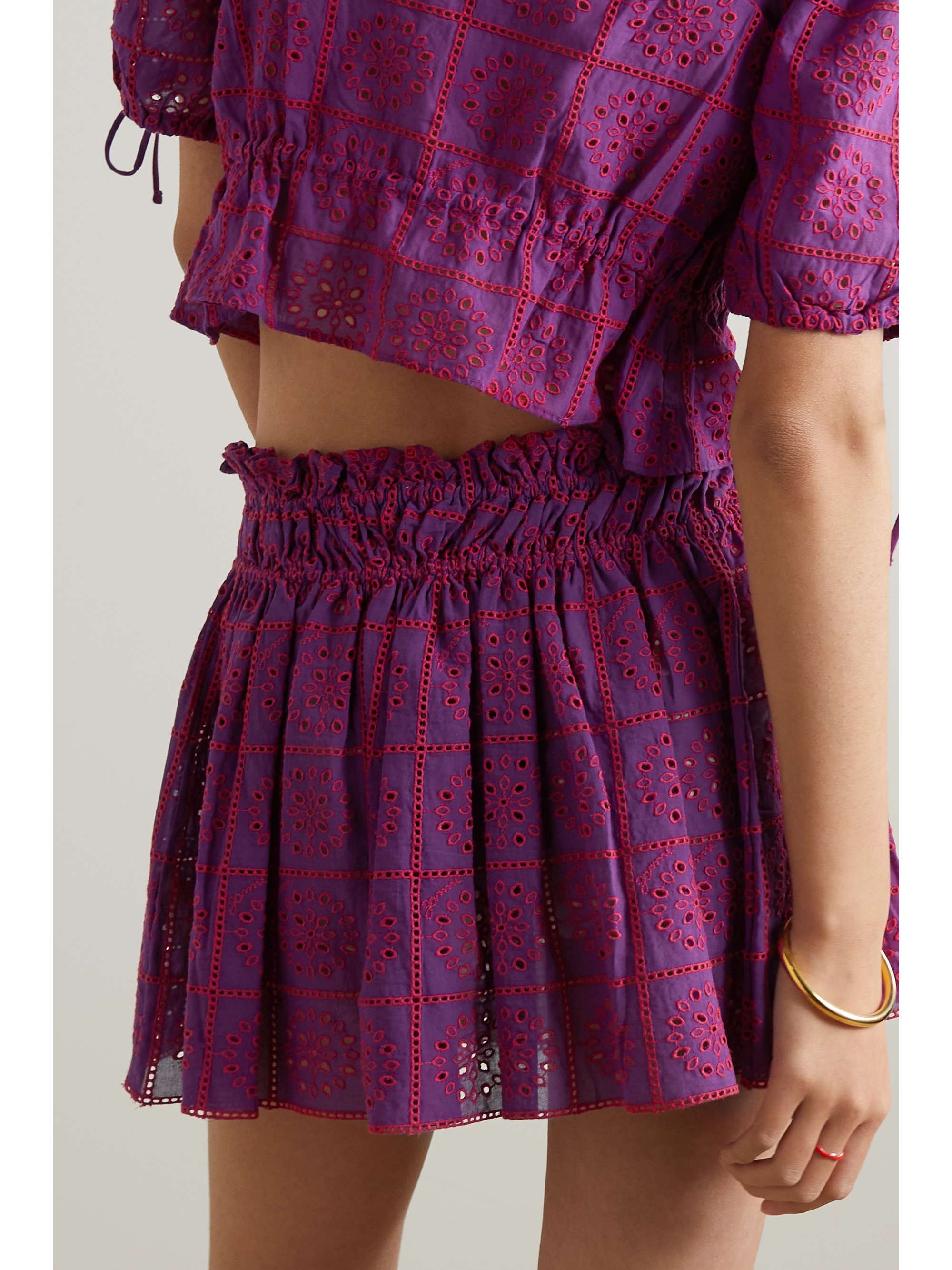 GANNI Broderie anglaise organic cotton mini skirt