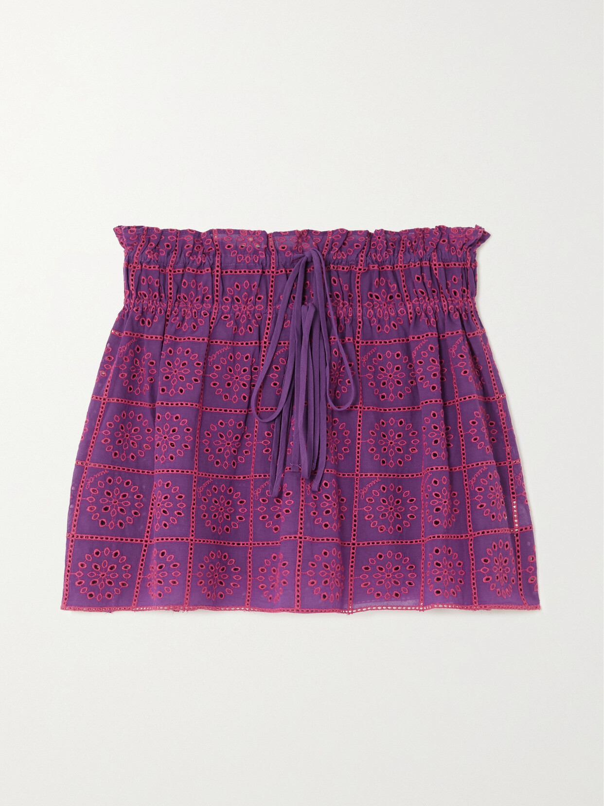 GANNI - Broderie Anglaise Organic Cotton Mini Skirt - Purple