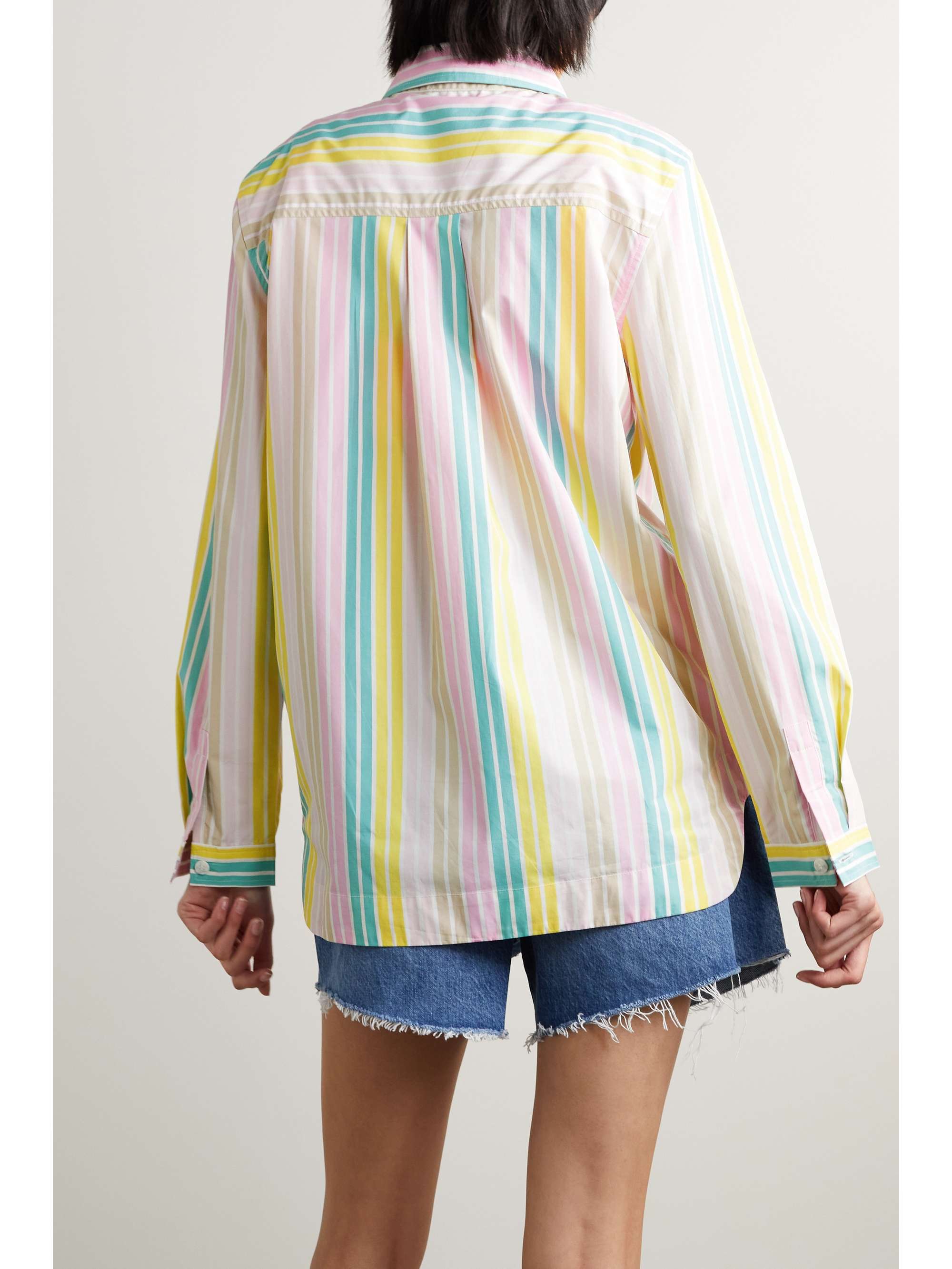 GANNI Striped cotton-poplin shirt