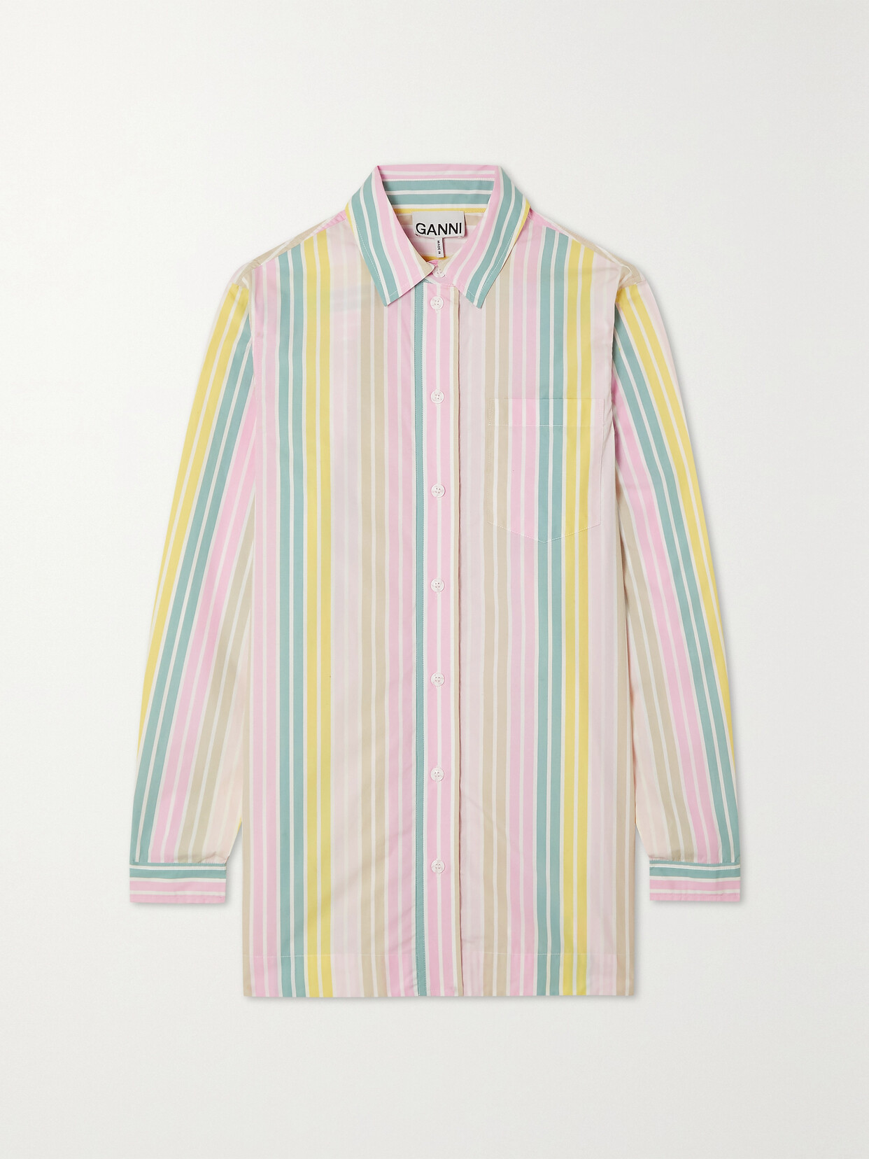 GANNI - Striped Cotton-poplin Shirt - Pink