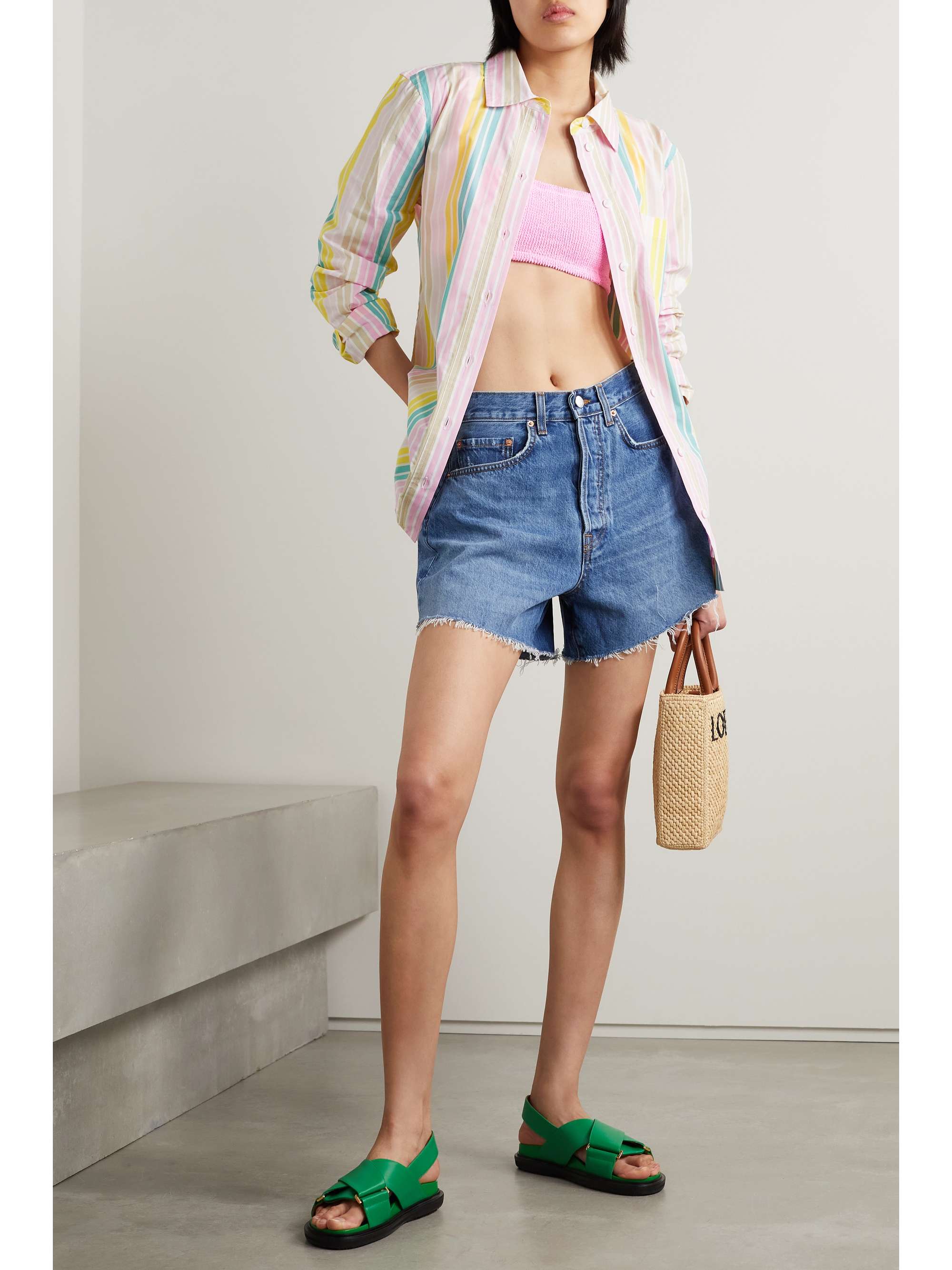 GANNI Striped cotton-poplin shirt