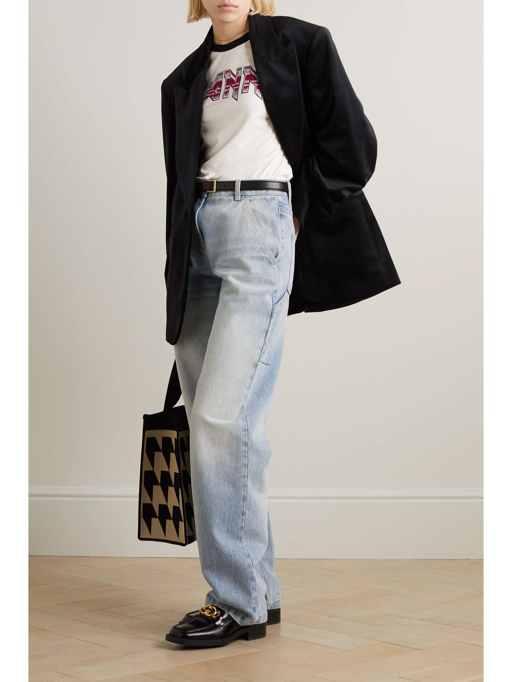 GANNI Printed stretch-TENCEL Lyocell jersey T-Shirt